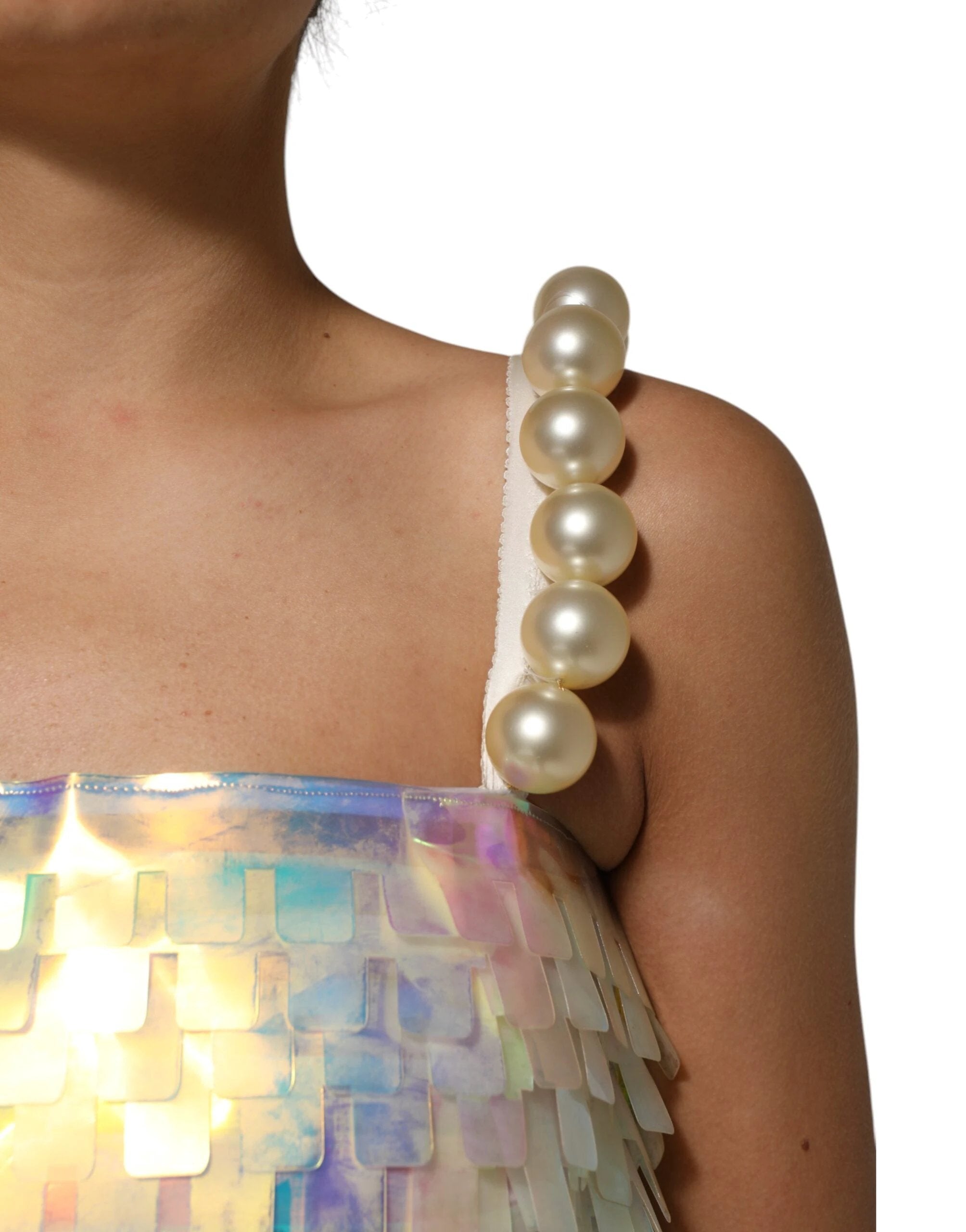 Dolce & Gabbana Multicolor Sequin Holographic Mini Dress by Dolce & Gabbana