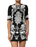 Dolce & Gabbana Black Lace Trim Short Sleeves A-line Dress by Dolce & Gabbana