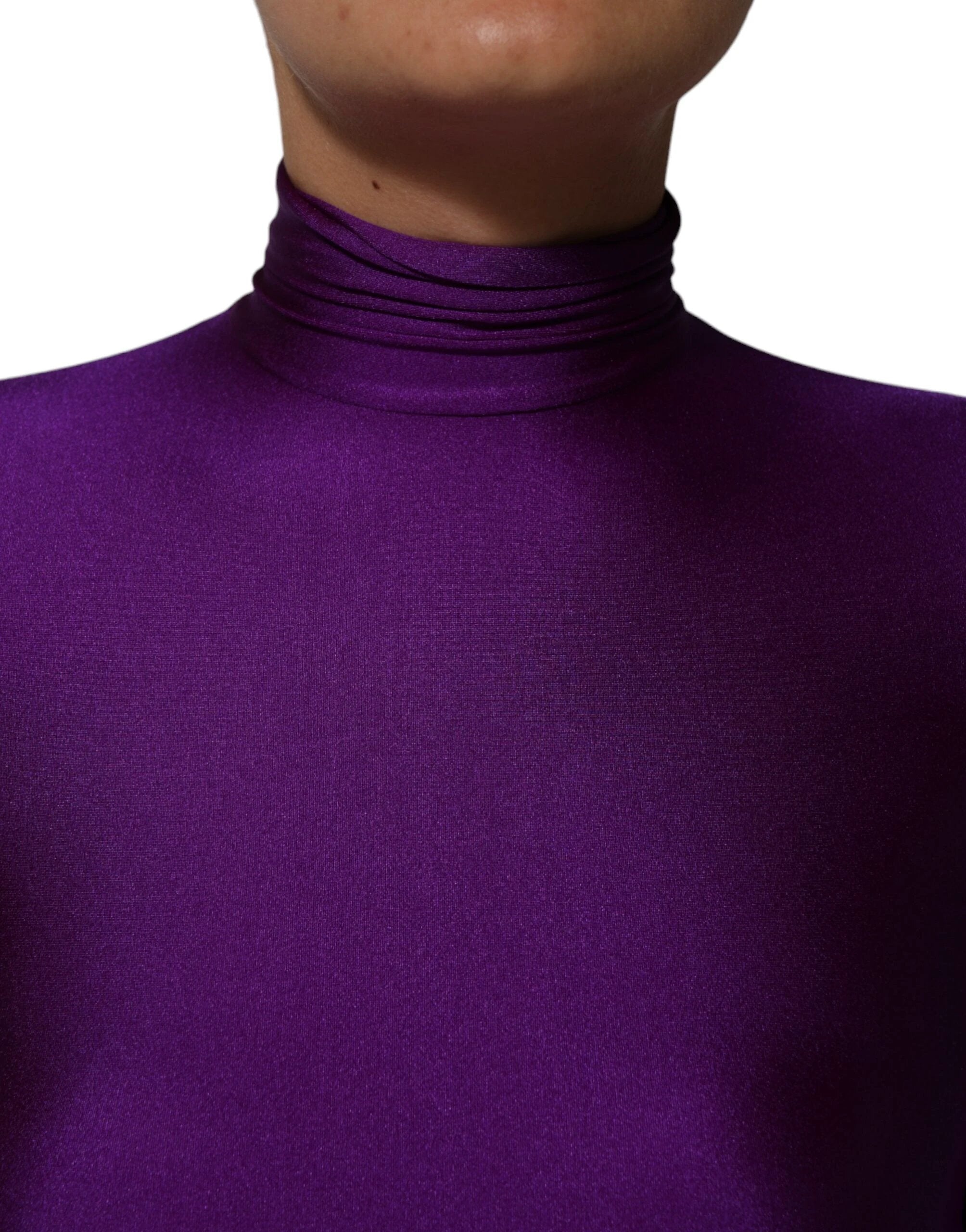 Dolce & Gabbana Purple Nylon Turtleneck Bodycon Jumpsuit Dress by Dolce & Gabbana