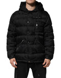 Dolce & Gabbana Black Jacquard Quilted Puffer Hooded Jacket by Dolce & Gabbana