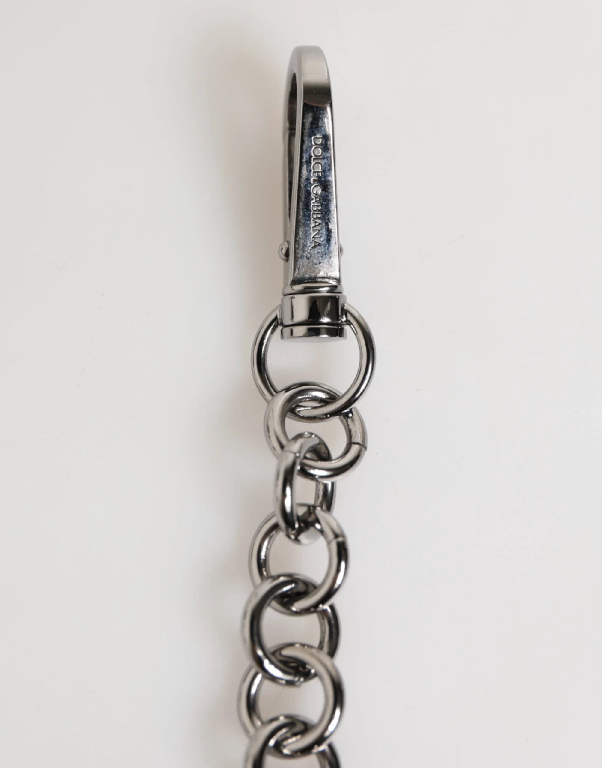 Dolce & Gabbana Black White DG Rubber Logo Silver Men Keychain Keyring by Dolce & Gabbana