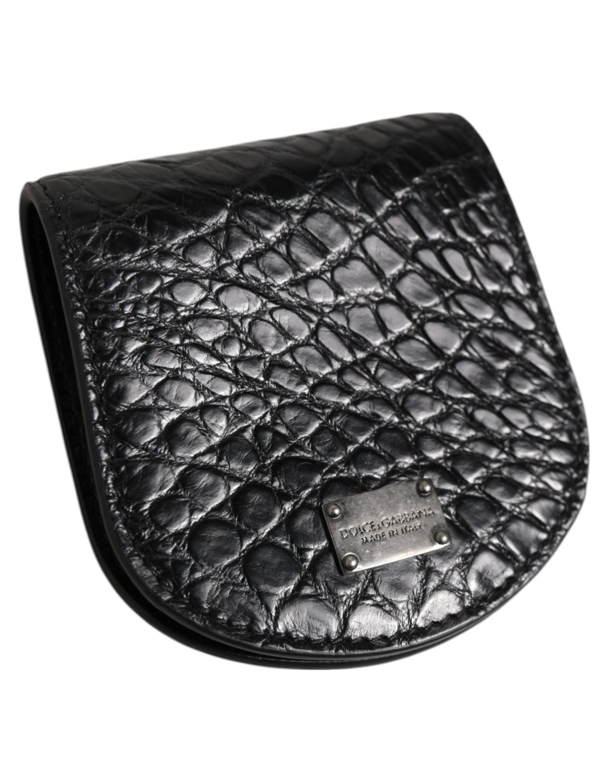Dolce & Gabbana Black Exotic Skin Coin Condom Case Holder Pocket Wallet by Dolce & Gabbana