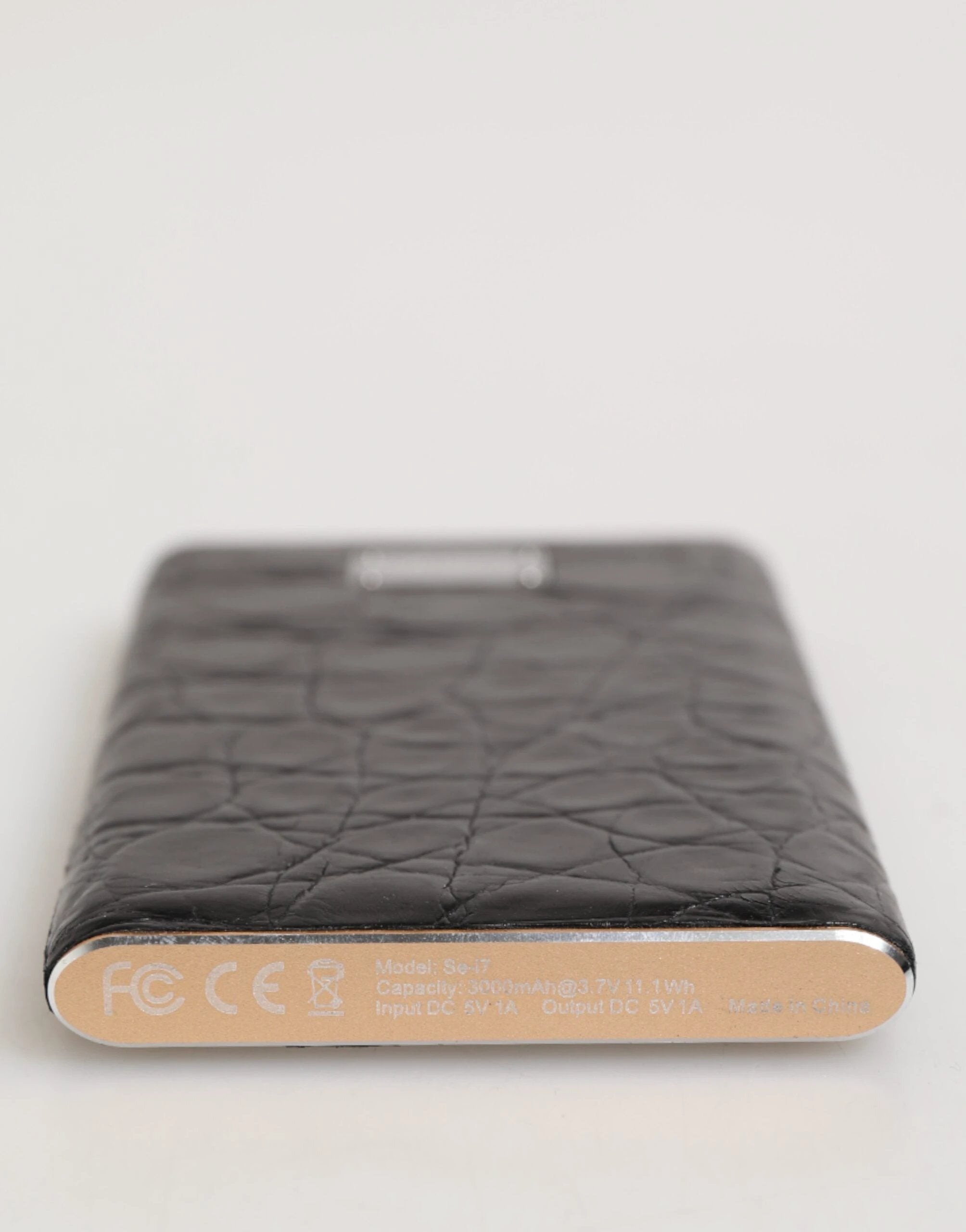 Dolce & Gabbana Black Leather Exotic Skin 3000mAh Power Bank Charger USB by Dolce & Gabbana