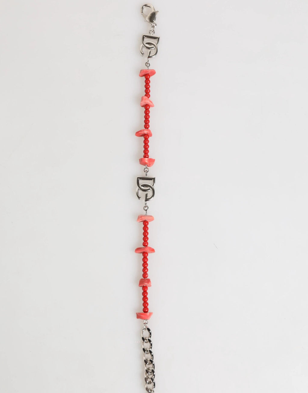 Dolce & Gabbana Silver Tone Brass Beaded Resin DG Logo Chain Men Bracelet by Dolce & Gabbana