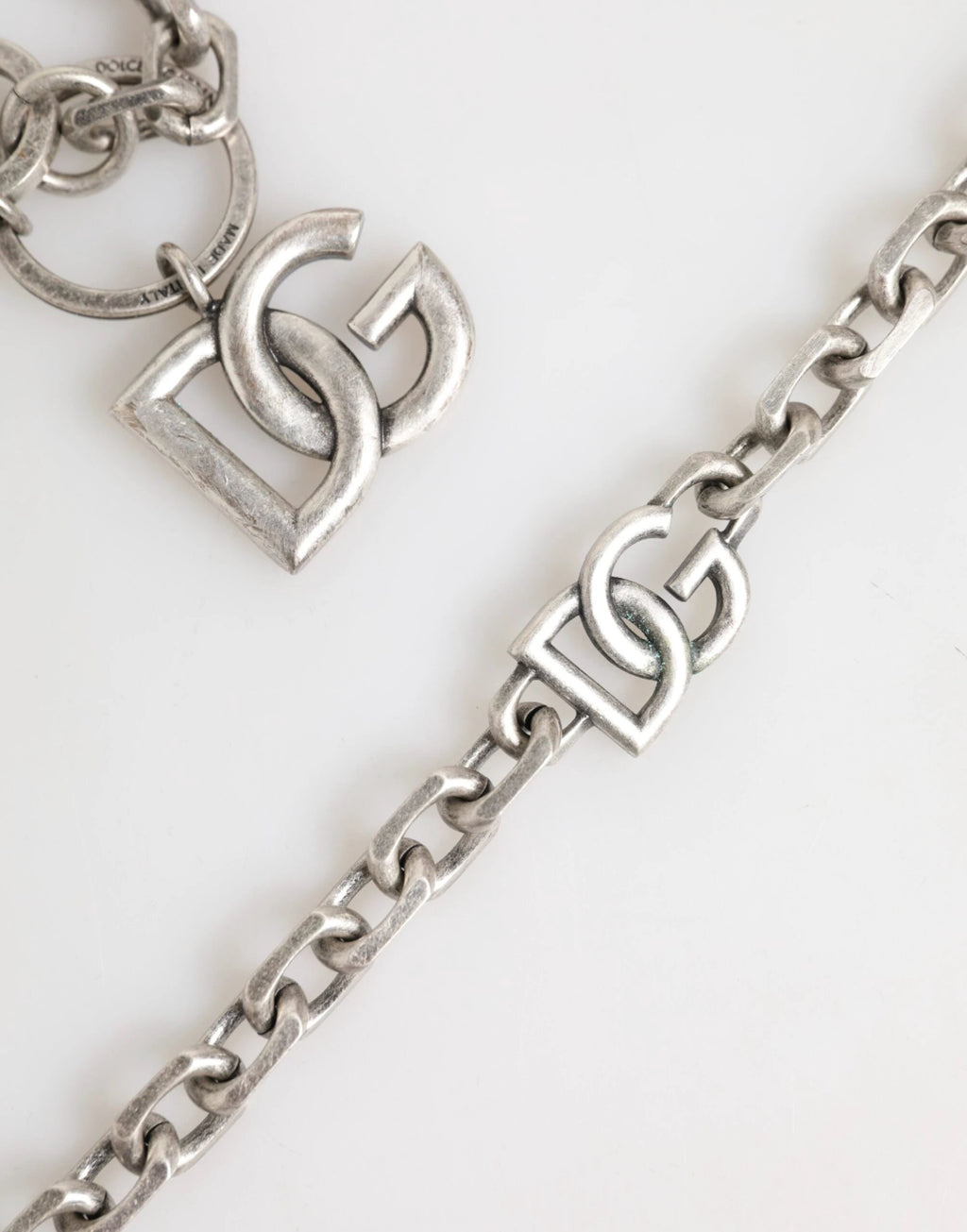 Dolce & Gabbana Silver Tone Brass DG Logo Detailing Chain Men Necklace by Dolce & Gabbana
