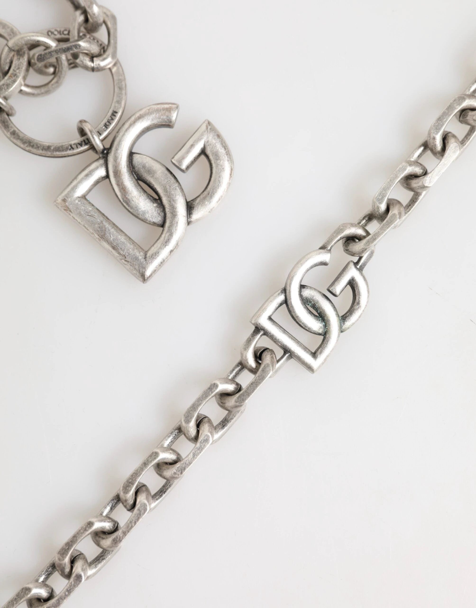 Dolce & Gabbana Silver Tone Brass DG Logo Detailing Chain Men Necklace by Dolce & Gabbana