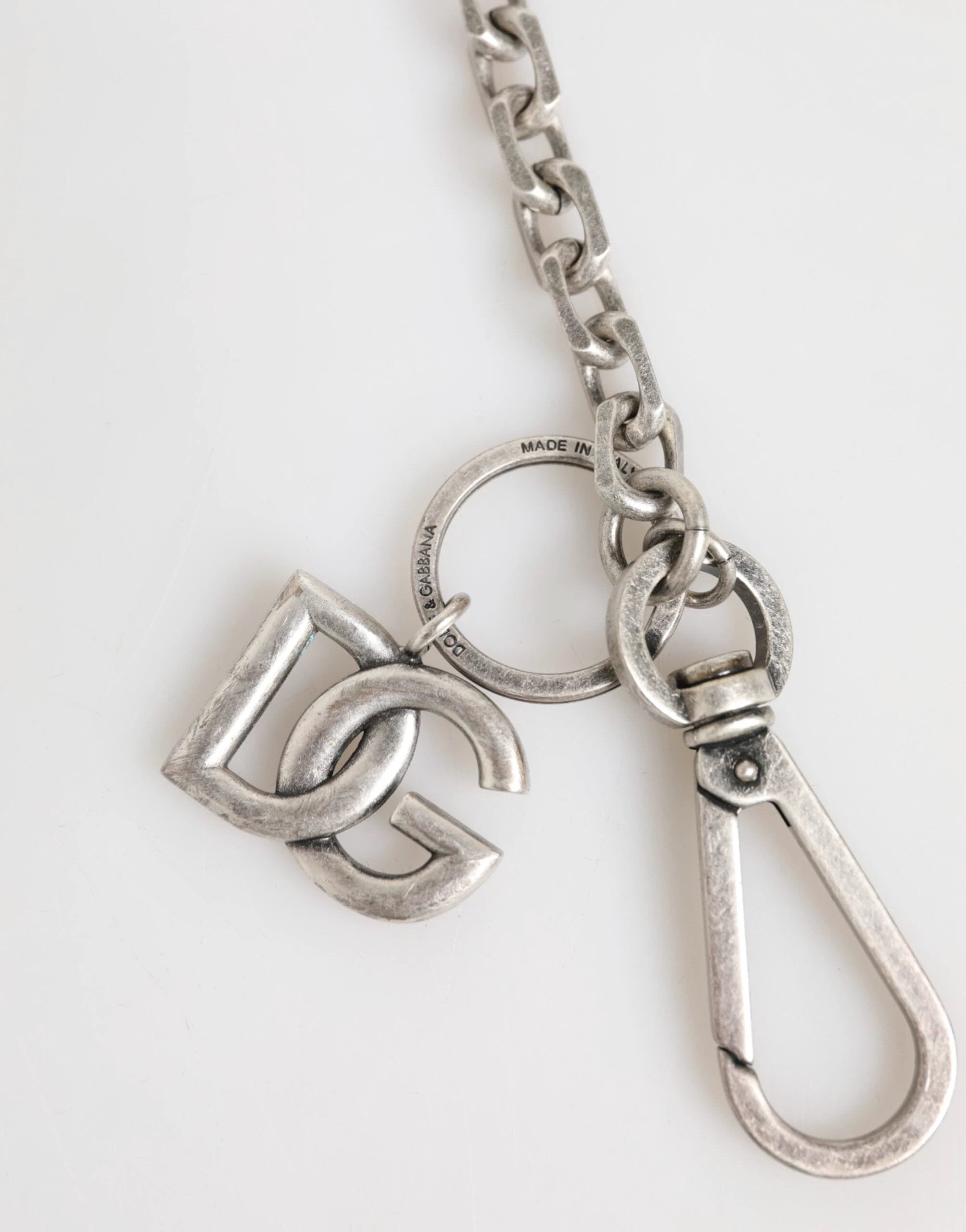 Dolce & Gabbana Silver Tone Brass DG Logo Detailing Chain Men Necklace by Dolce & Gabbana