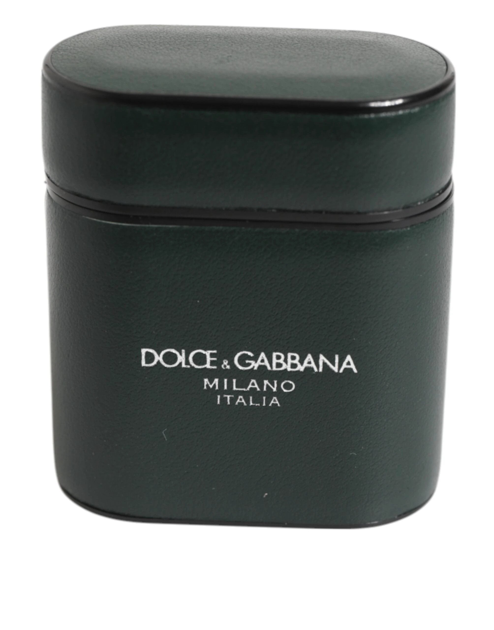 Dolce & Gabbana Black Leather Logo Print Flip Holder Men Airpods Case by Dolce & Gabbana