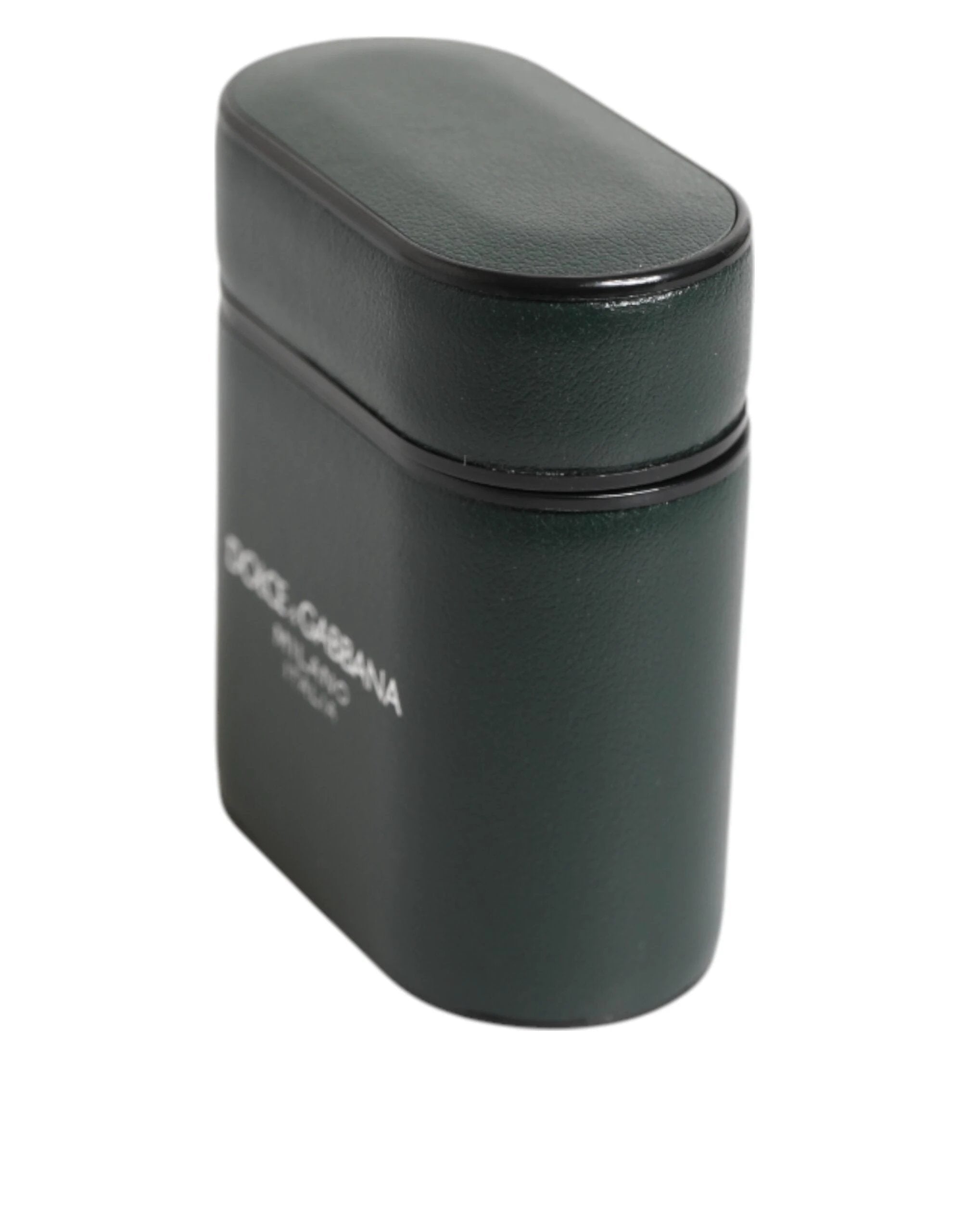 Dolce & Gabbana Black Leather Logo Print Flip Holder Men Airpods Case by Dolce & Gabbana