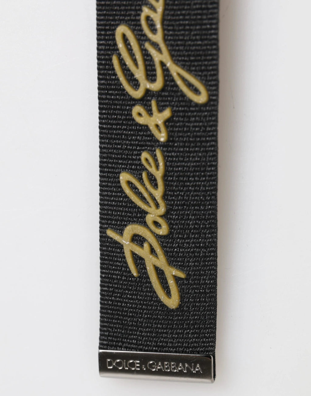 Dolce & Gabbana Black Yellow Polyester DG Logo Silver Keychain Keyring by Dolce & Gabbana