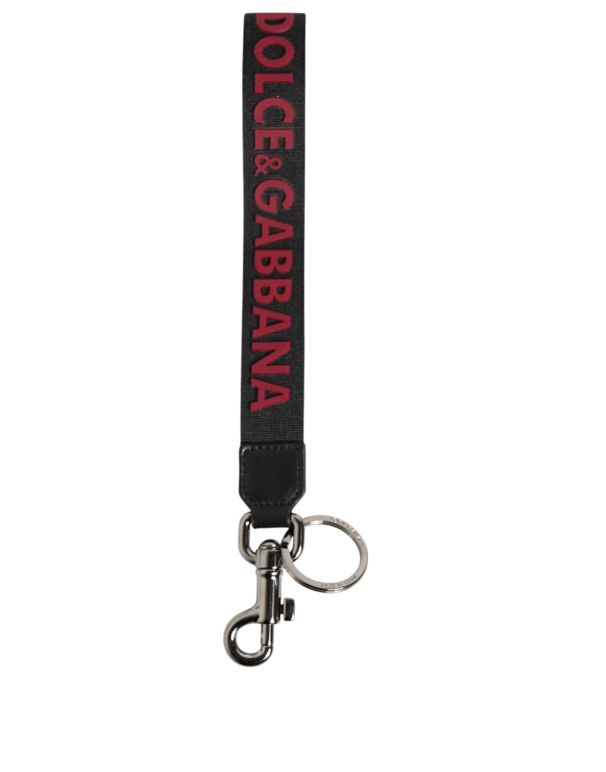 Dolce & Gabbana Black Red DG Logo Polyester Silver Men Keychain Keyring by Dolce & Gabbana