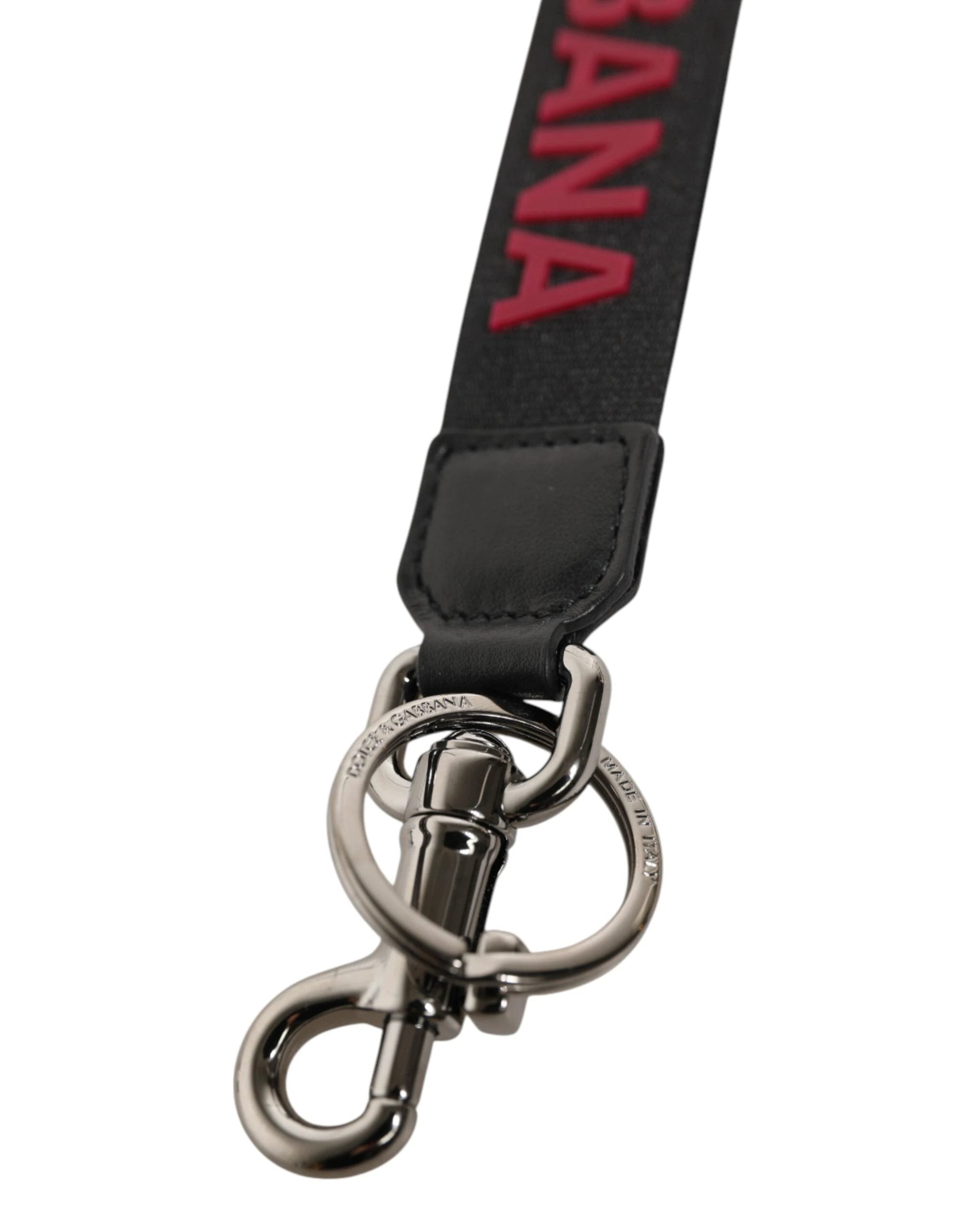Dolce & Gabbana Black Red DG Logo Polyester Silver Men Keychain Keyring by Dolce & Gabbana