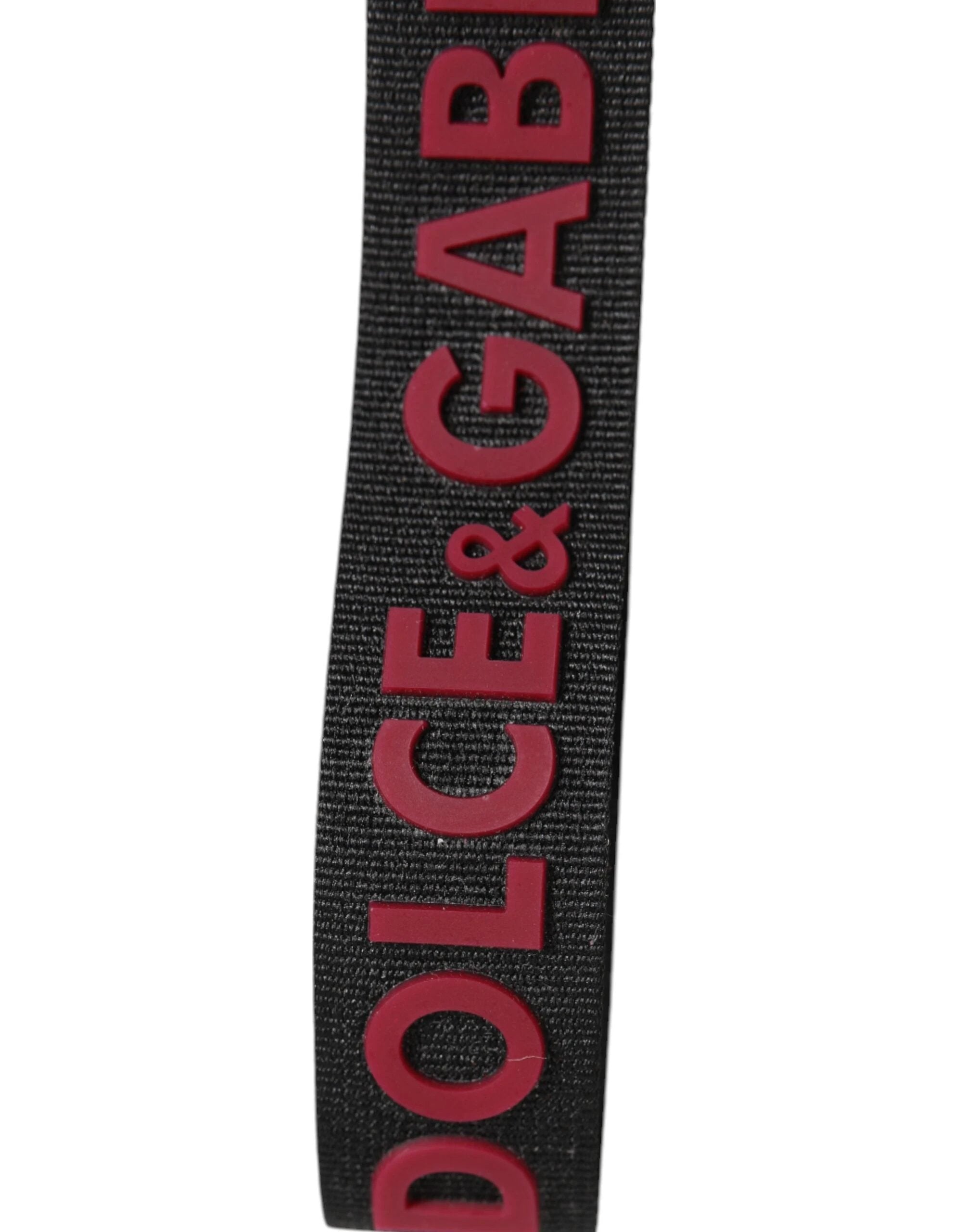 Dolce & Gabbana Black Red DG Logo Polyester Silver Men Keychain Keyring by Dolce & Gabbana