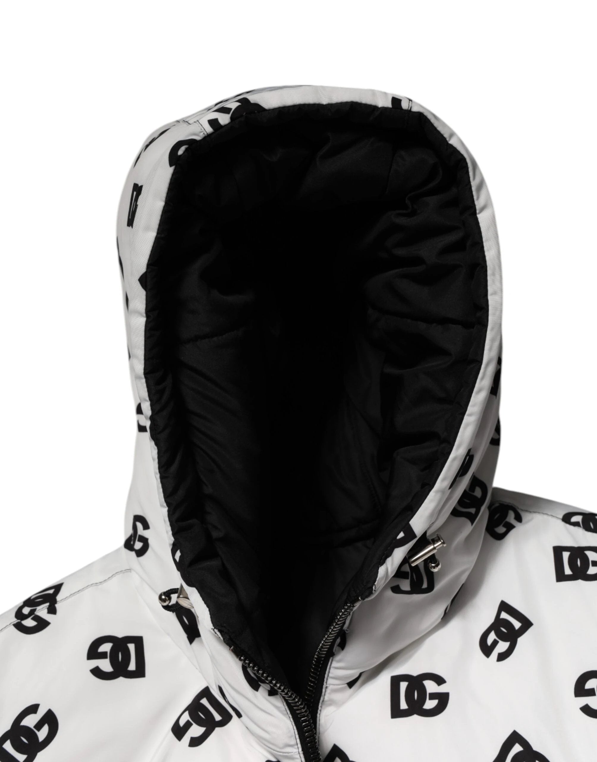 Dolce & Gabbana White DG Monogram Hooded Puffer Jacket by Dolce & Gabbana