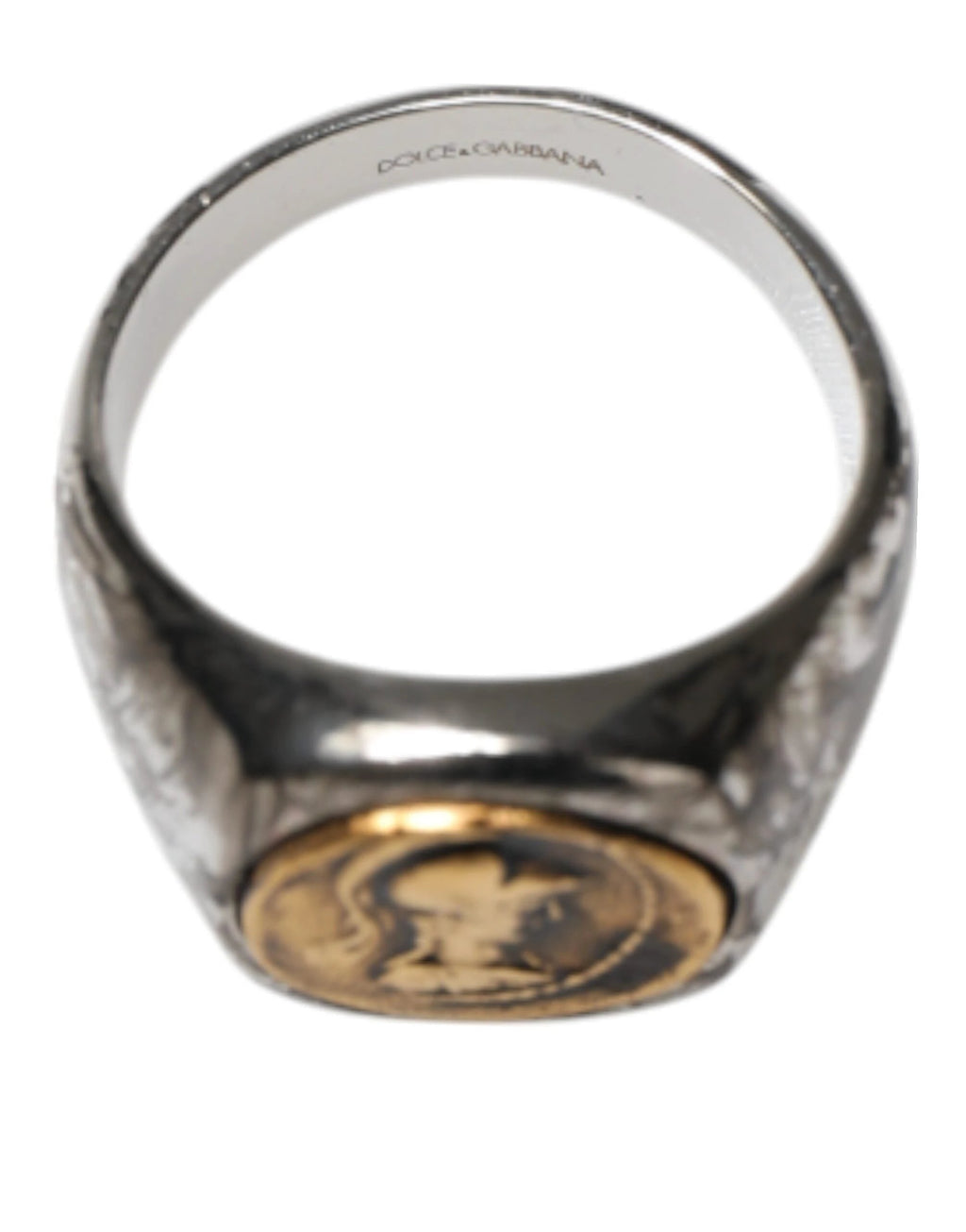 Dolce & Gabbana Silver Tone Engraved Two Color Real Brass Ring by Dolce & Gabbana