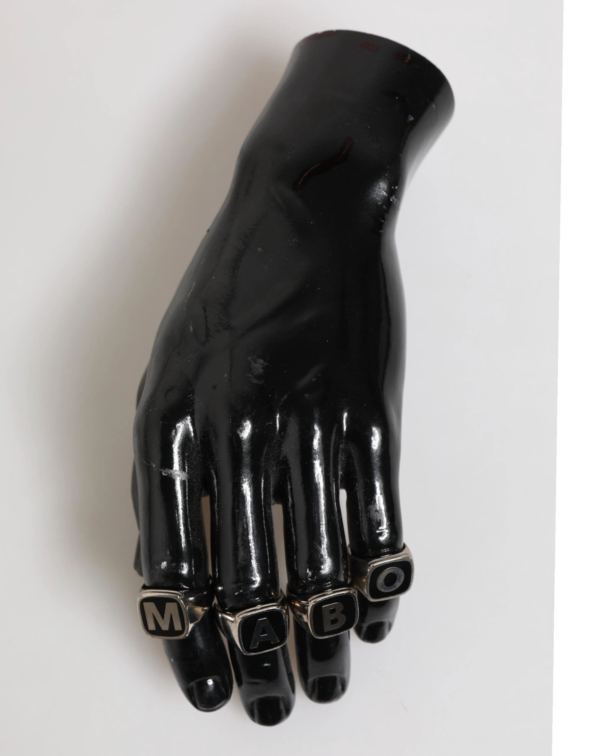 Dolce & Gabbana Silver Tone Brass Lettering Set 5 Pieces Adjustable Ring by Dolce & Gabbana