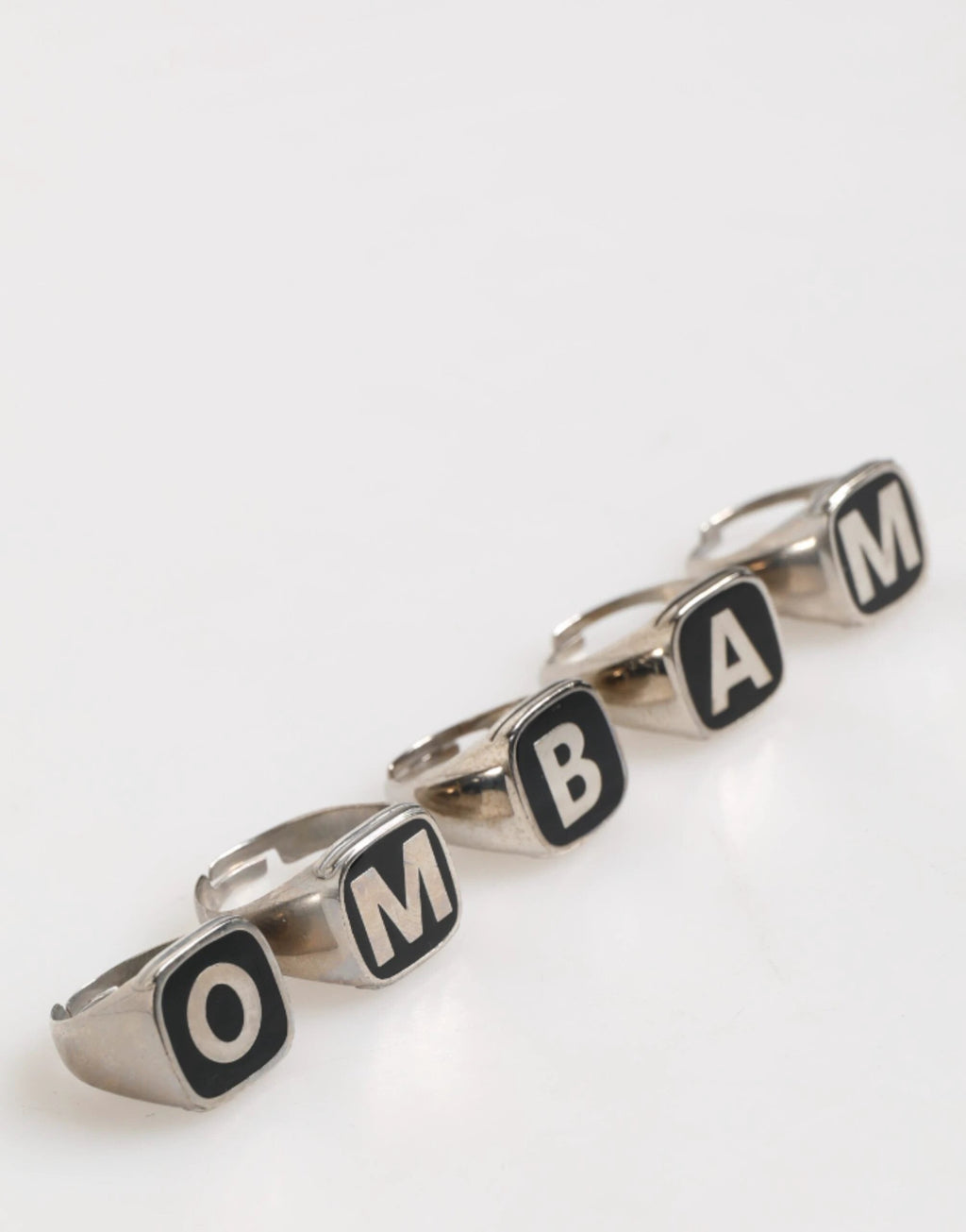 Dolce & Gabbana Silver Tone Brass Lettering Set 5 Pieces Adjustable Ring by Dolce & Gabbana