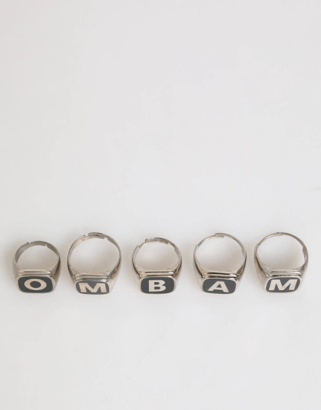 Dolce & Gabbana Silver Tone Brass Lettering Set 5 Pieces Adjustable Ring by Dolce & Gabbana