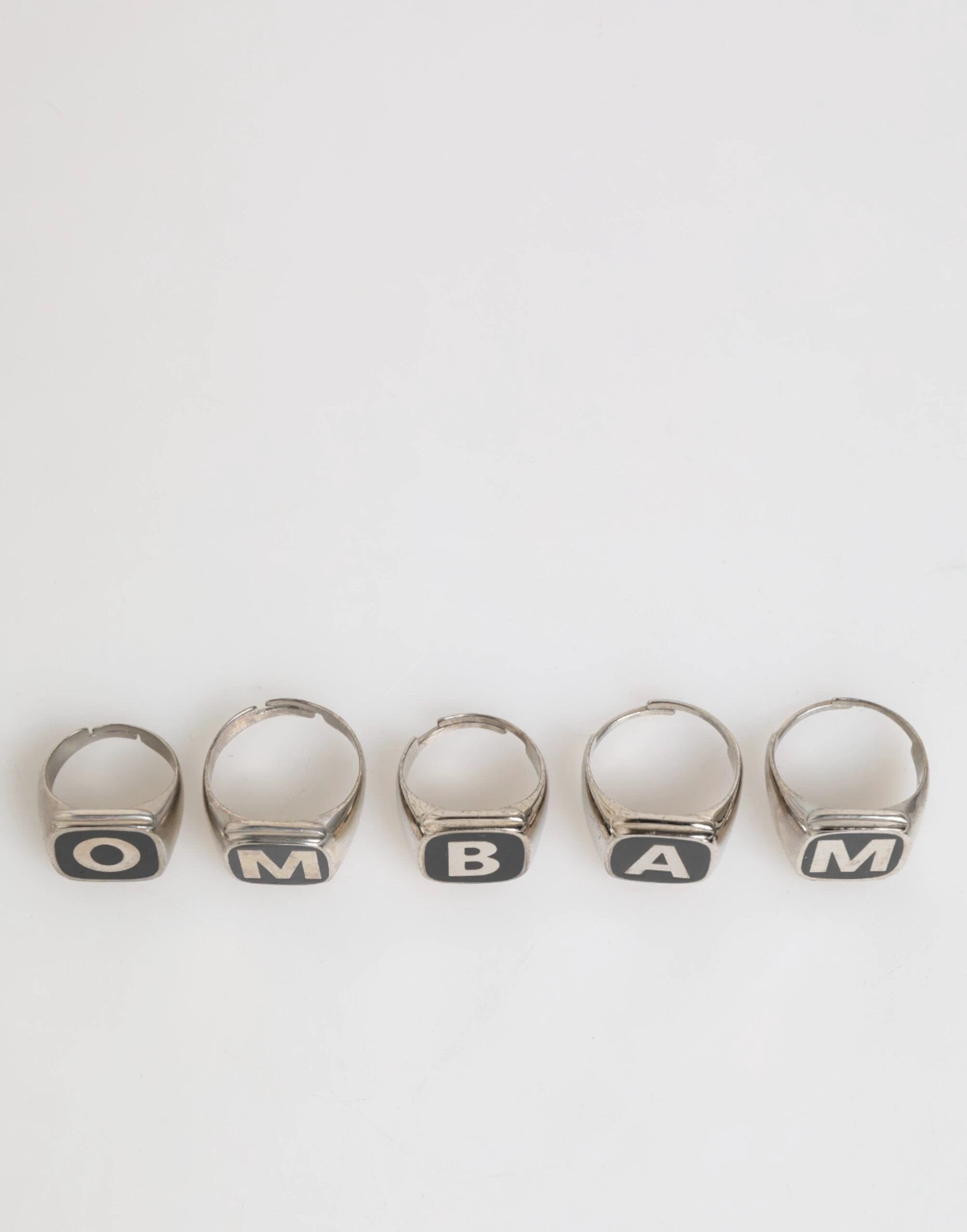 Dolce & Gabbana Silver Tone Brass Lettering Set 5 Pieces Adjustable Ring by Dolce & Gabbana