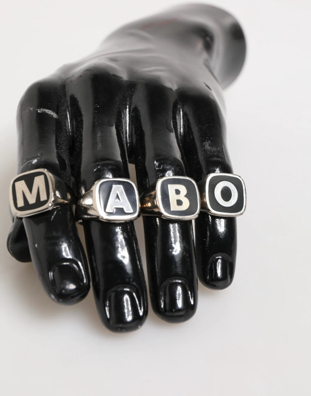 Dolce & Gabbana Silver Tone Brass Lettering Set 5 Pieces Adjustable Ring by Dolce & Gabbana