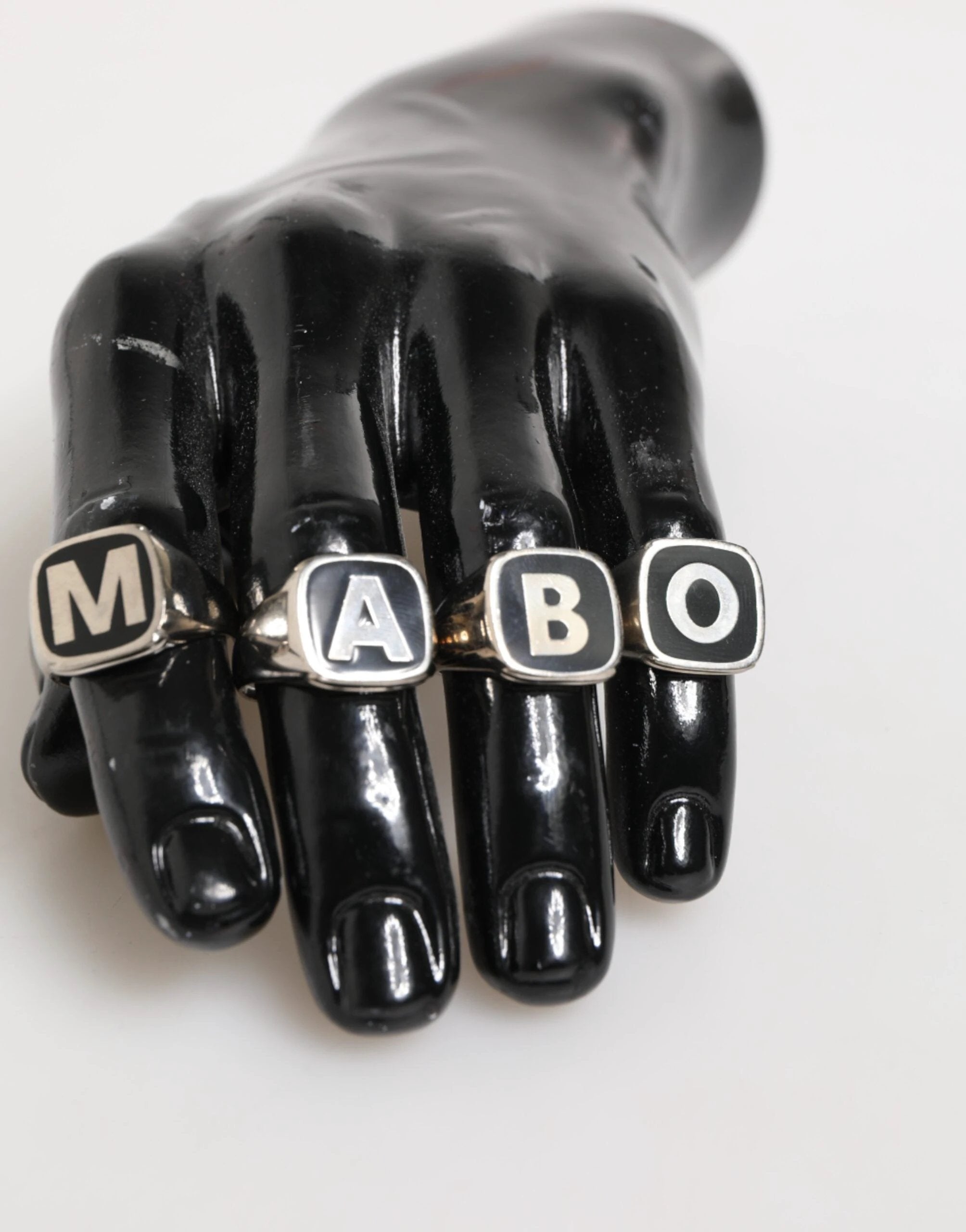 Dolce & Gabbana Silver Tone Brass Lettering Set 5 Pieces Adjustable Ring by Dolce & Gabbana