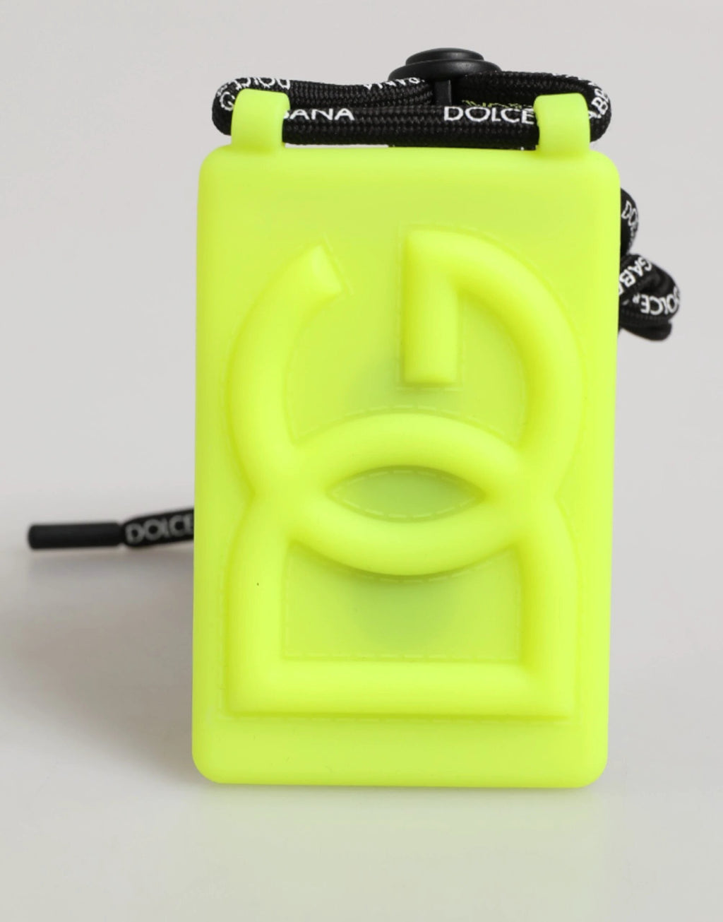 Dolce & Gabbana Yellow Green Rubber DG Embossed Adjustable Badge Holder by Dolce & Gabbana