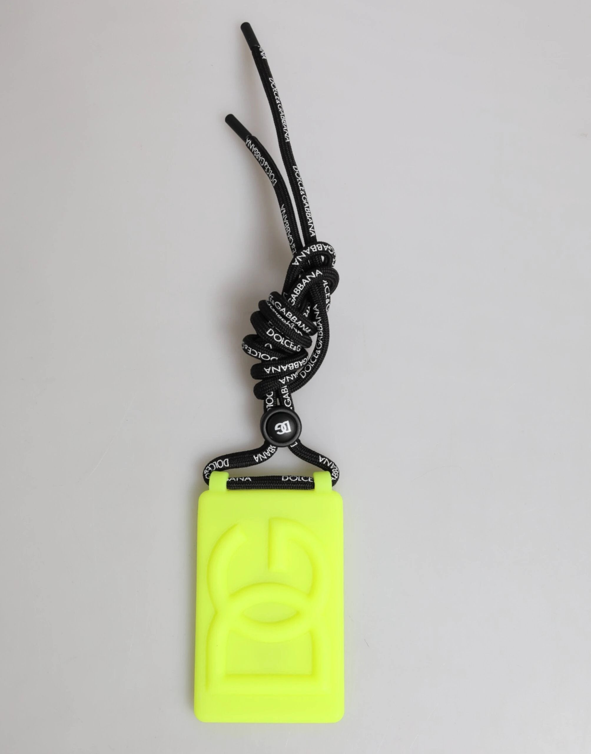 Dolce & Gabbana Yellow Green Rubber DG Embossed Adjustable Badge Holder by Dolce & Gabbana