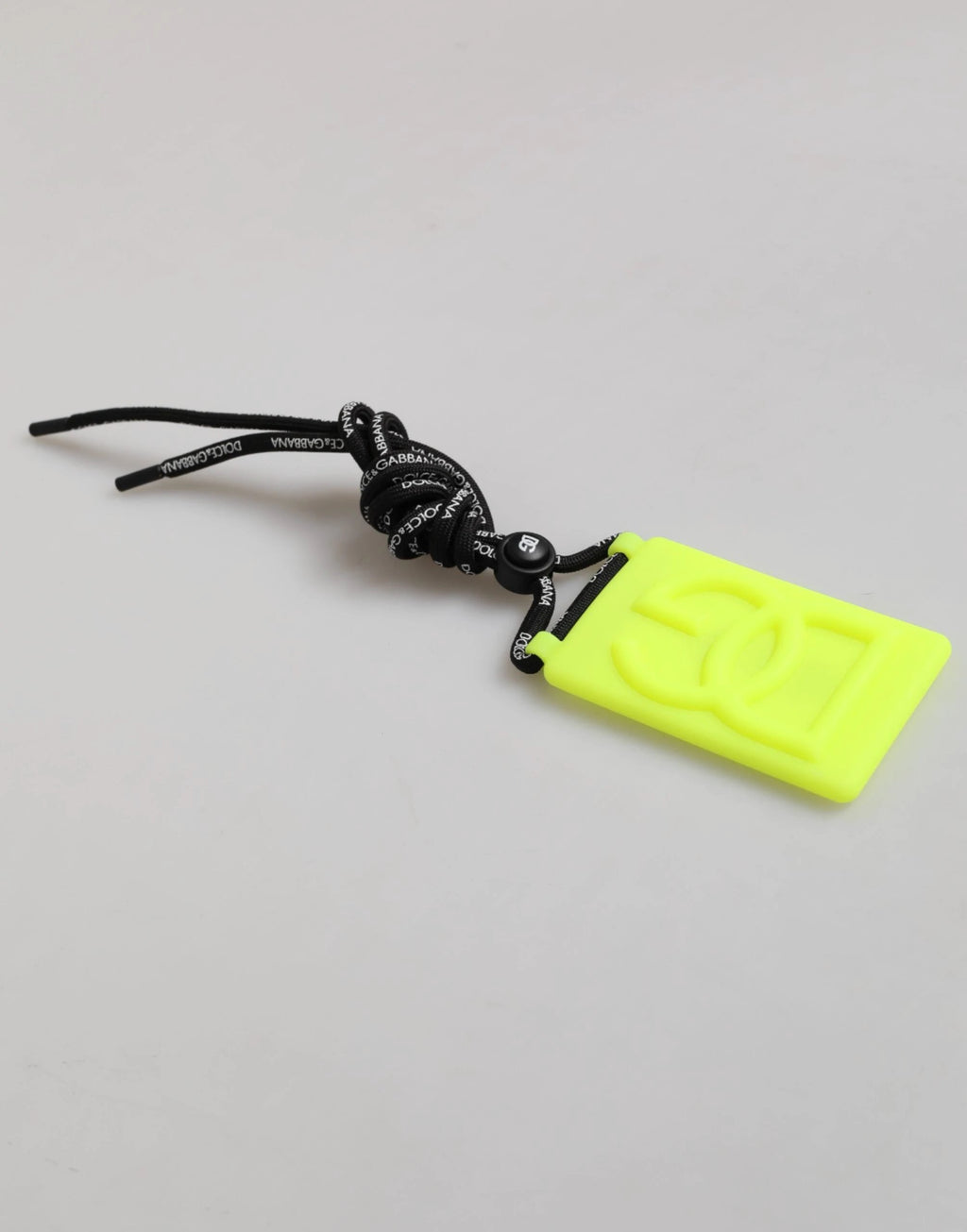 Dolce & Gabbana Yellow Green Rubber DG Embossed Adjustable Badge Holder by Dolce & Gabbana
