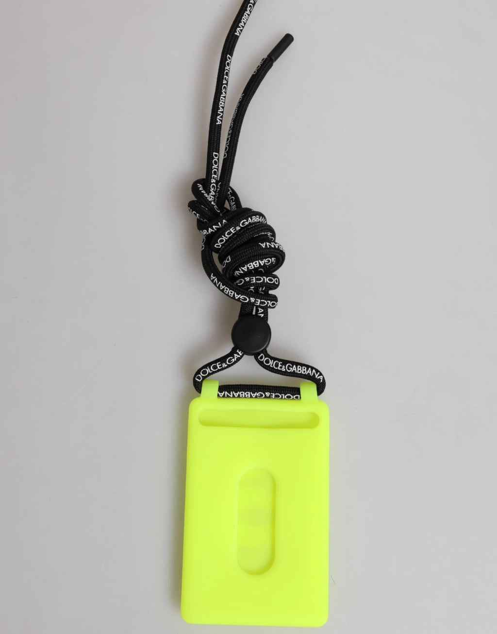 Dolce & Gabbana Yellow Green Rubber DG Embossed Adjustable Badge Holder by Dolce & Gabbana