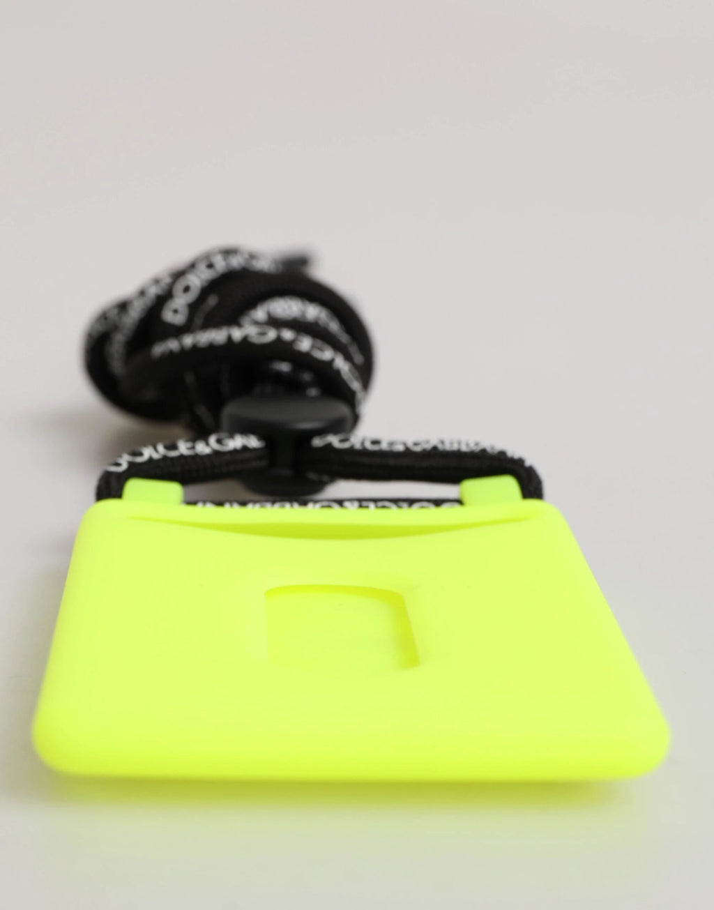 Dolce & Gabbana Yellow Green Rubber DG Embossed Adjustable Badge Holder by Dolce & Gabbana