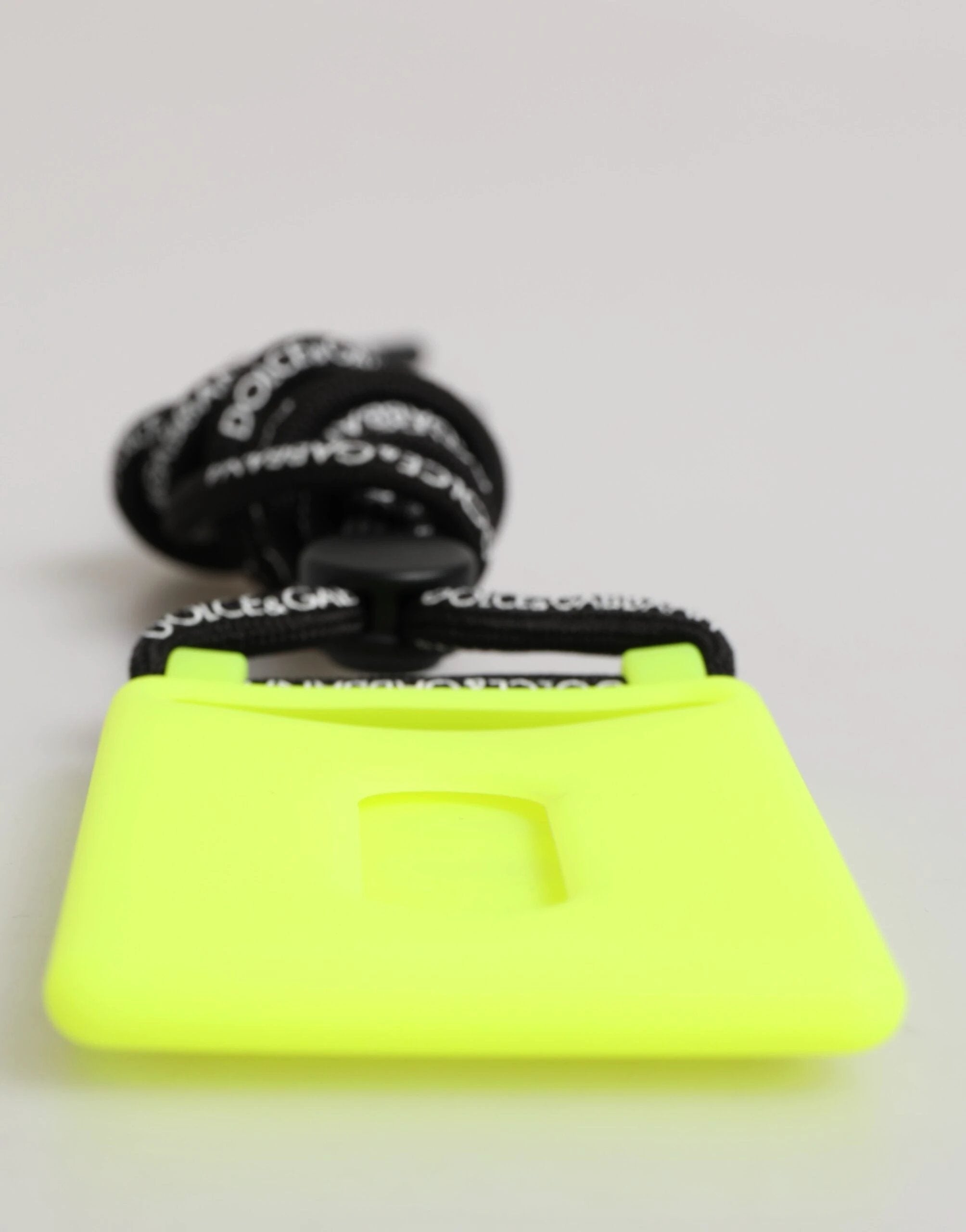 Dolce & Gabbana Yellow Green Rubber DG Embossed Adjustable Badge Holder by Dolce & Gabbana