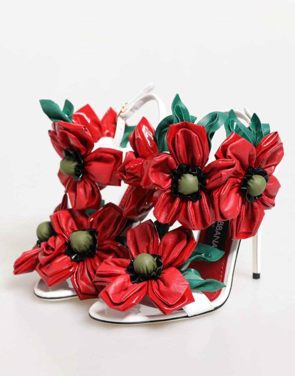 Dolce & Gabbana White Red Floral Detailing Sandals Shoes by Dolce & Gabbana