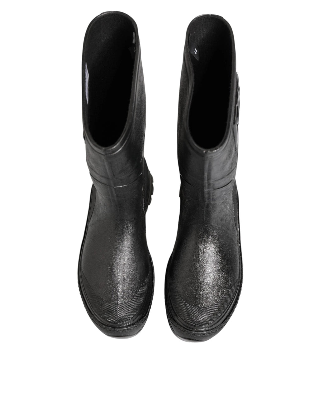 Dolce & Gabbana Metallic Black Pull On Rain Boots Men Shoes by Dolce & Gabbana