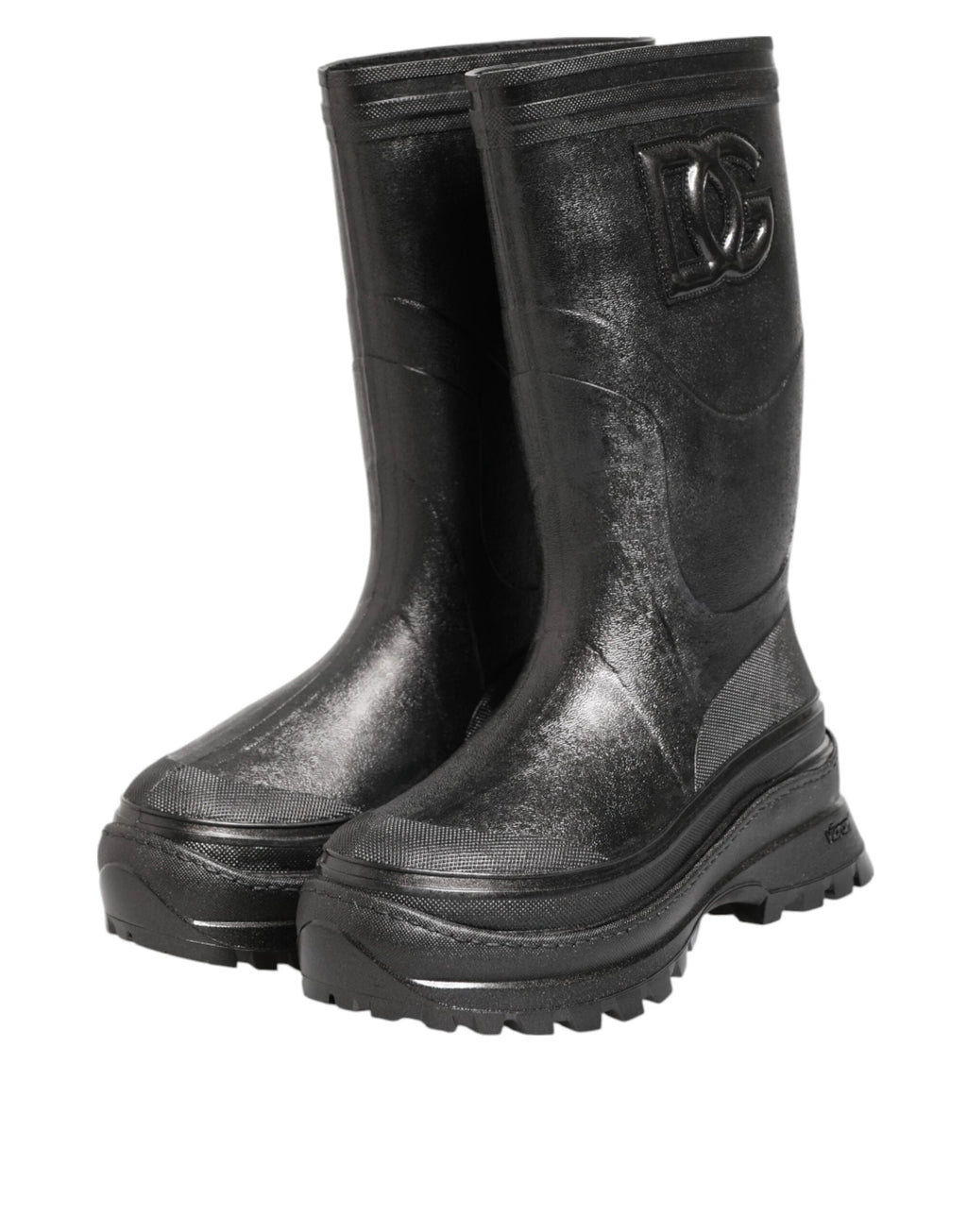 Dolce & Gabbana Metallic Black Pull On Rain Boots Men Shoes by Dolce & Gabbana