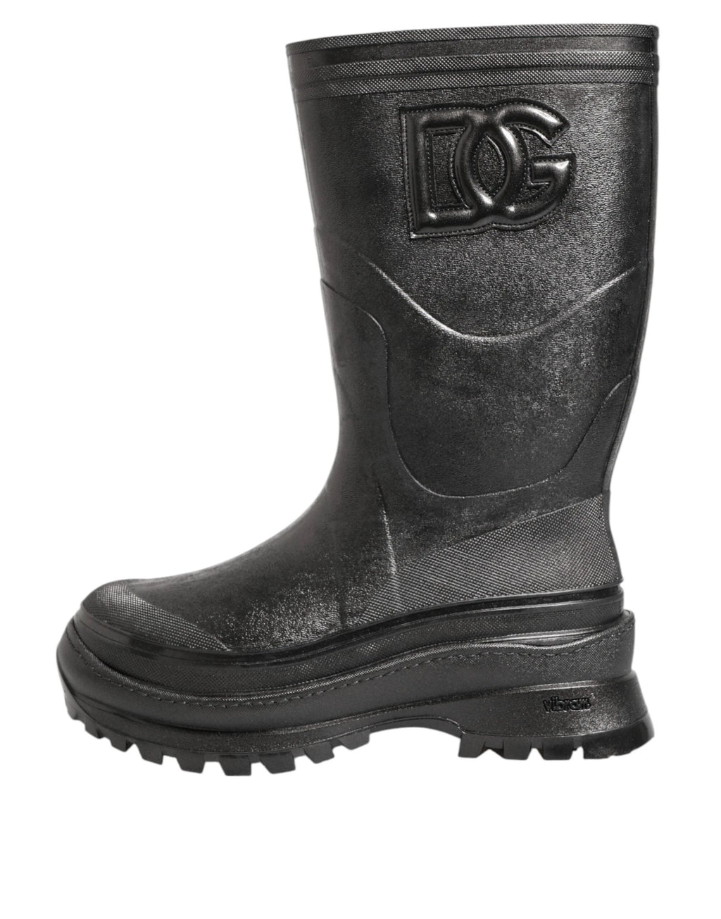 Dolce & Gabbana Metallic Black Pull On Rain Boots Men Shoes by Dolce & Gabbana