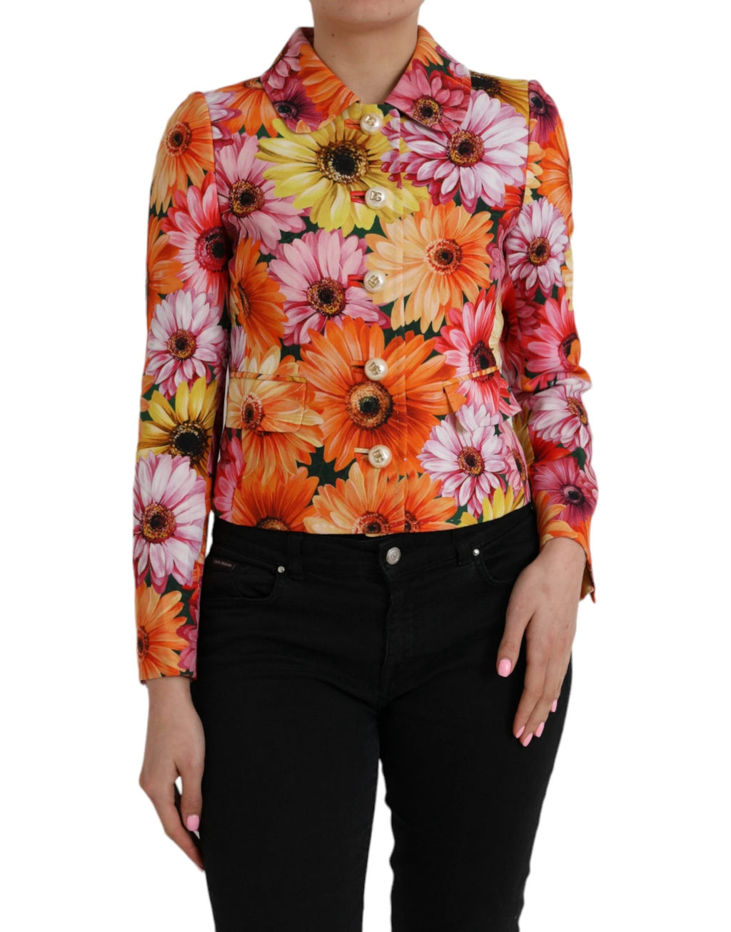 Dolce & Gabbana Multicolor Daisy Print Floral Fantasy Jacket by Dolce & Gabbana