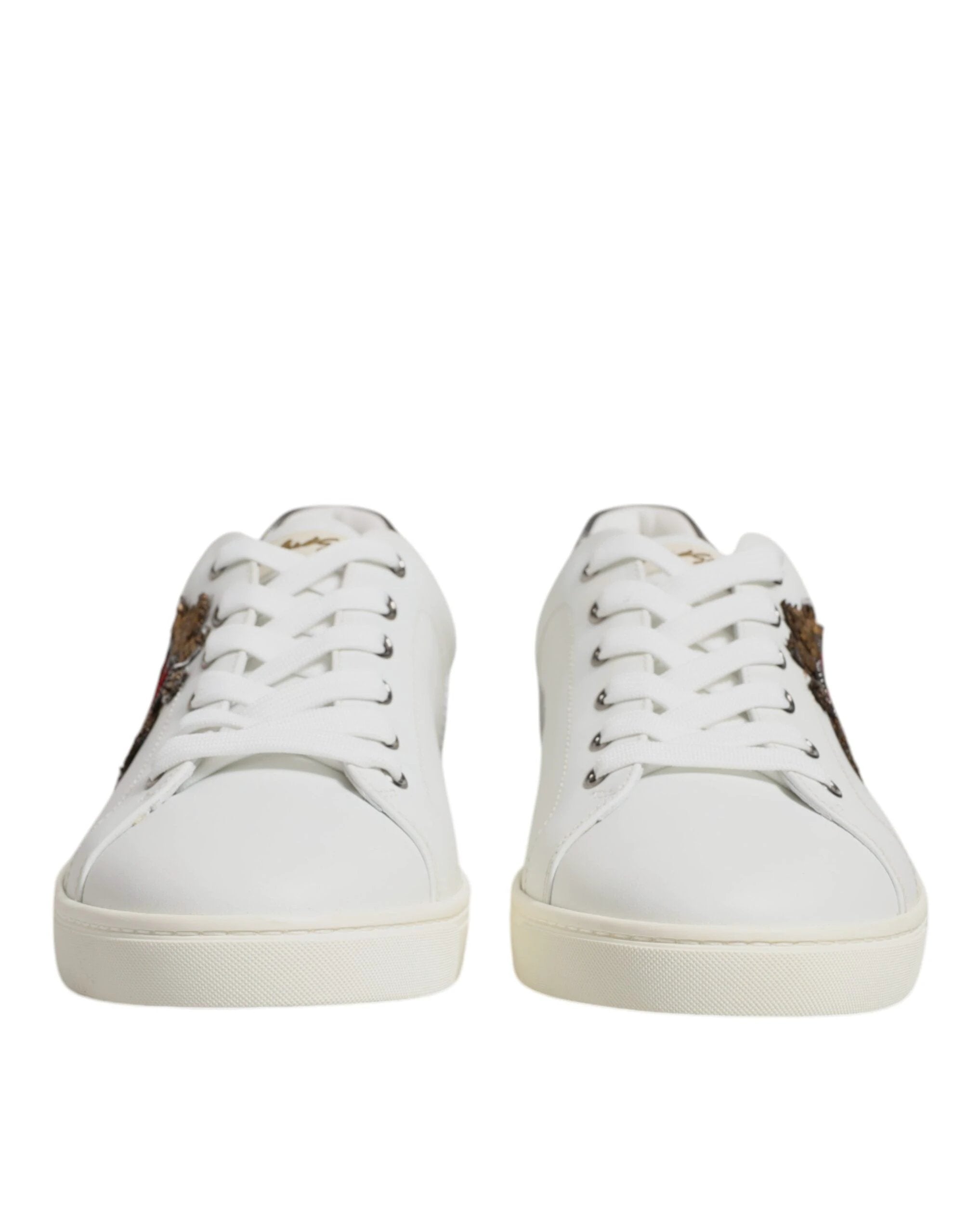 Dolce & Gabbana White Sacred Heart Men Low Top Sneakers Shoes by Dolce & Gabbana