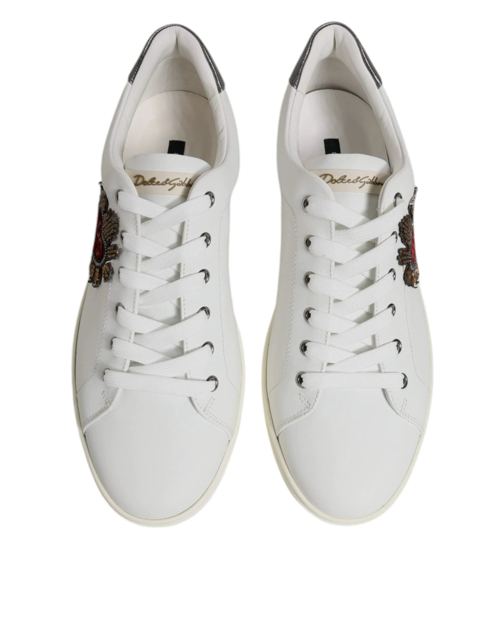 Dolce & Gabbana White Sacred Heart Men Low Top Sneakers Shoes by Dolce & Gabbana