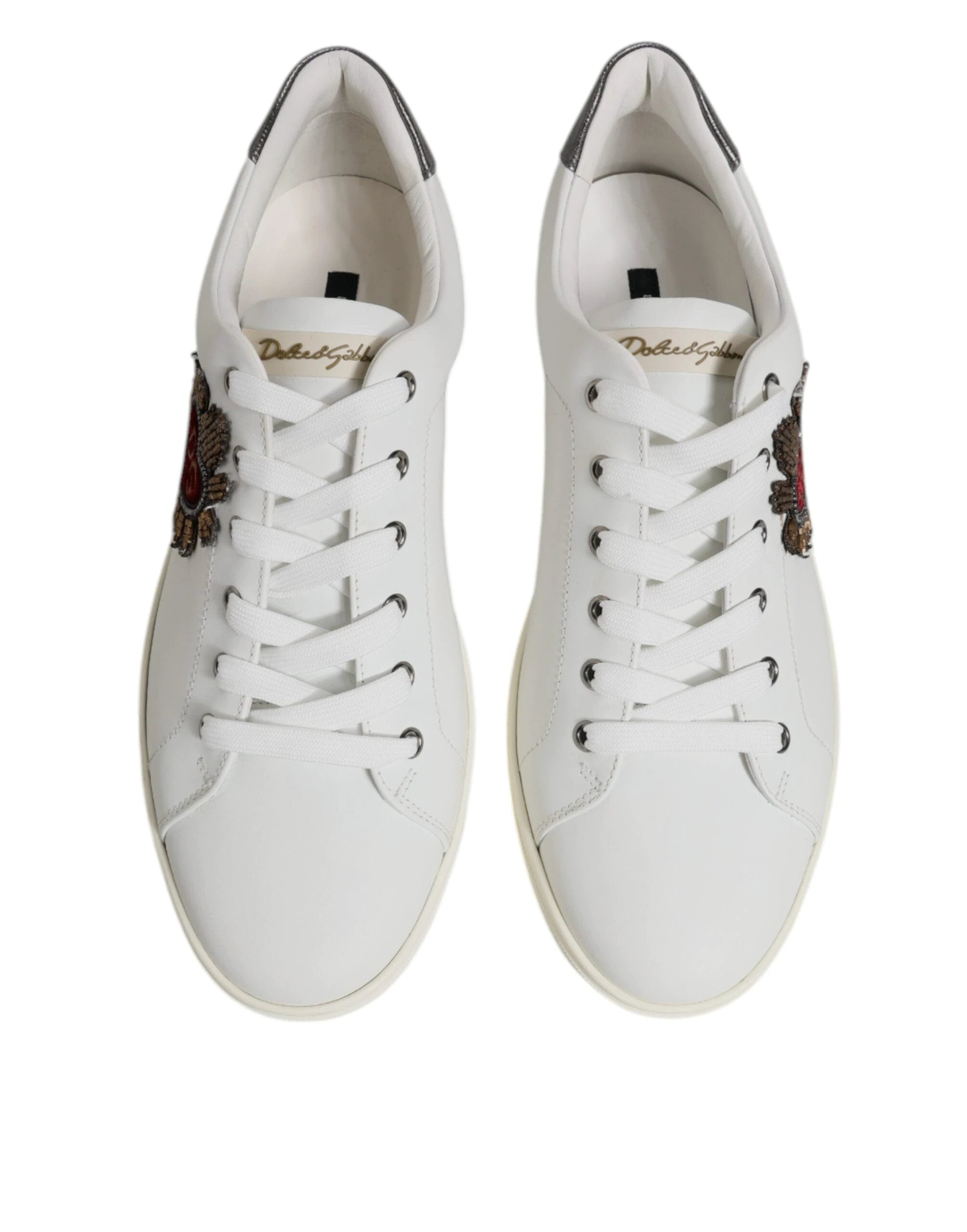 Dolce & Gabbana White Sacred Heart Men Low Top Sneakers Shoes by Dolce & Gabbana