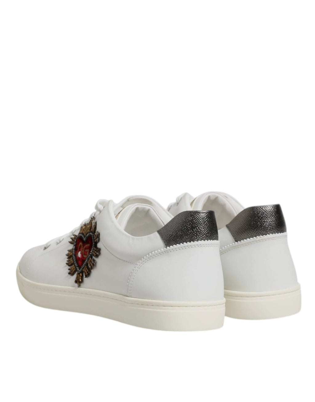 Dolce & Gabbana White Sacred Heart Men Low Top Sneakers Shoes by Dolce & Gabbana