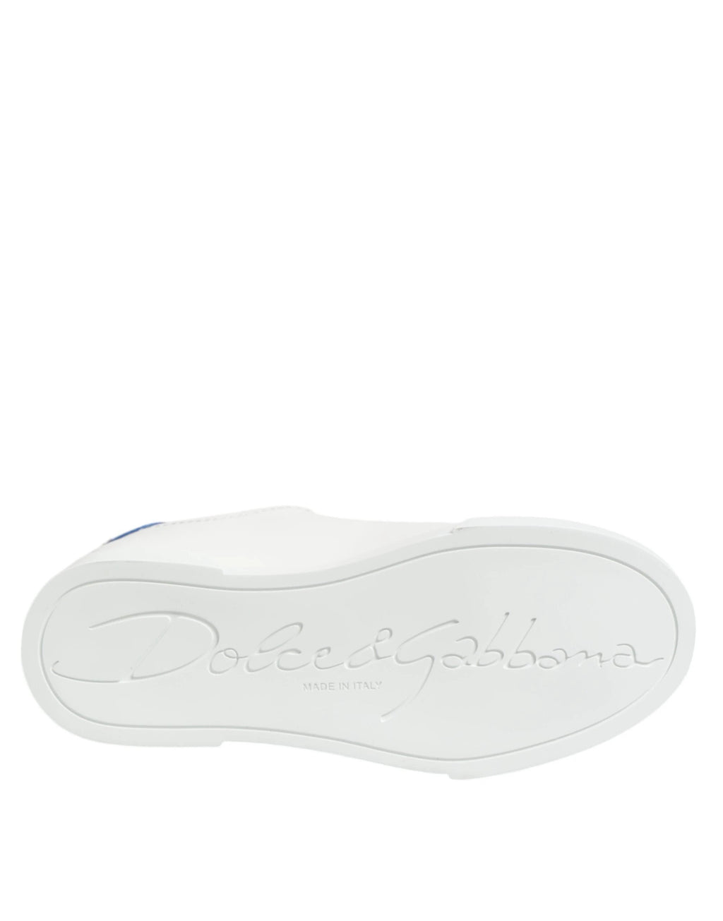 Dolce & Gabbana White Blue Leather Low Top Sneakers Shoes by Dolce & Gabbana