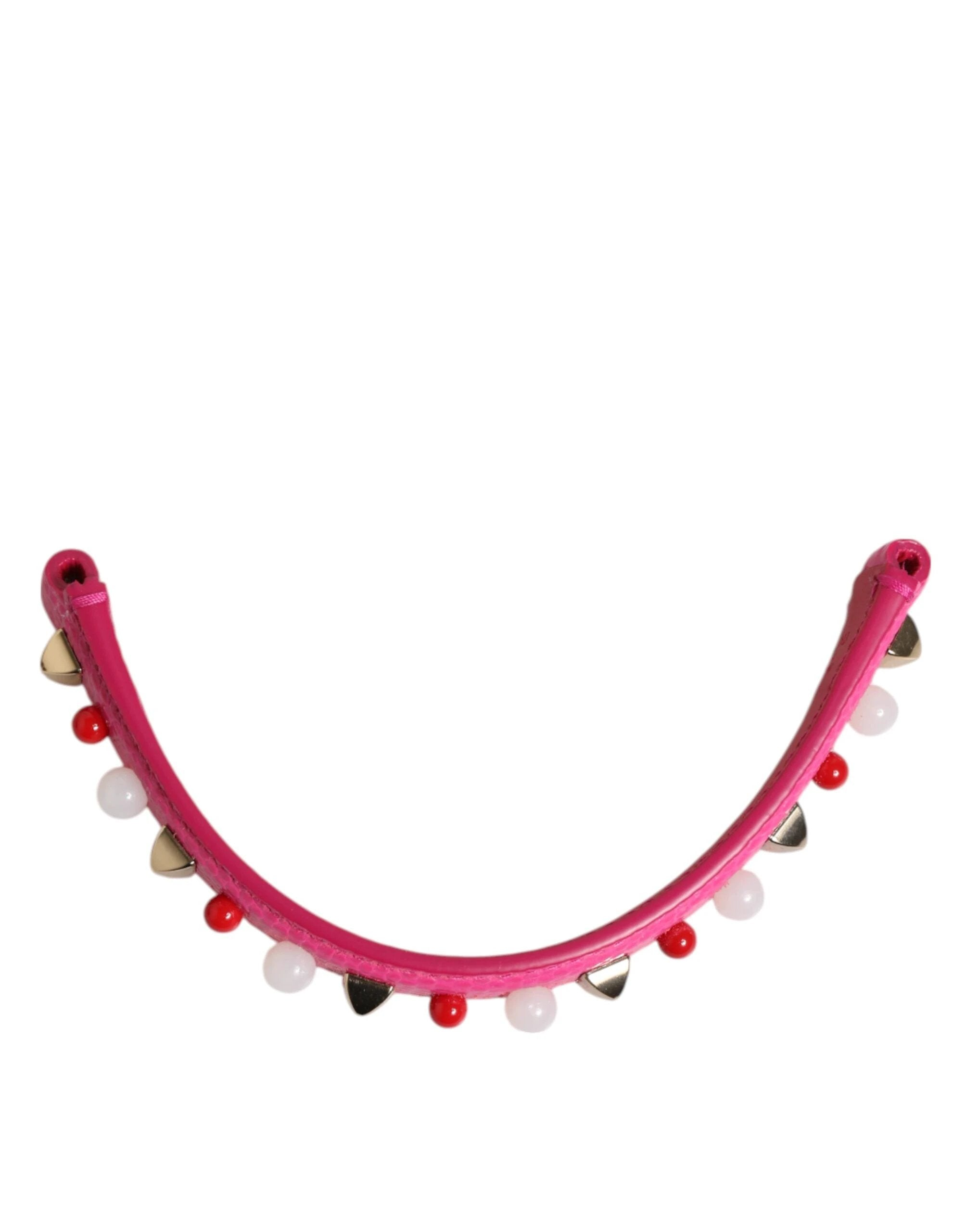 Dolce & Gabbana Pink Embellished Leather Bag Handle Women Shoulder Strap by Dolce & Gabbana