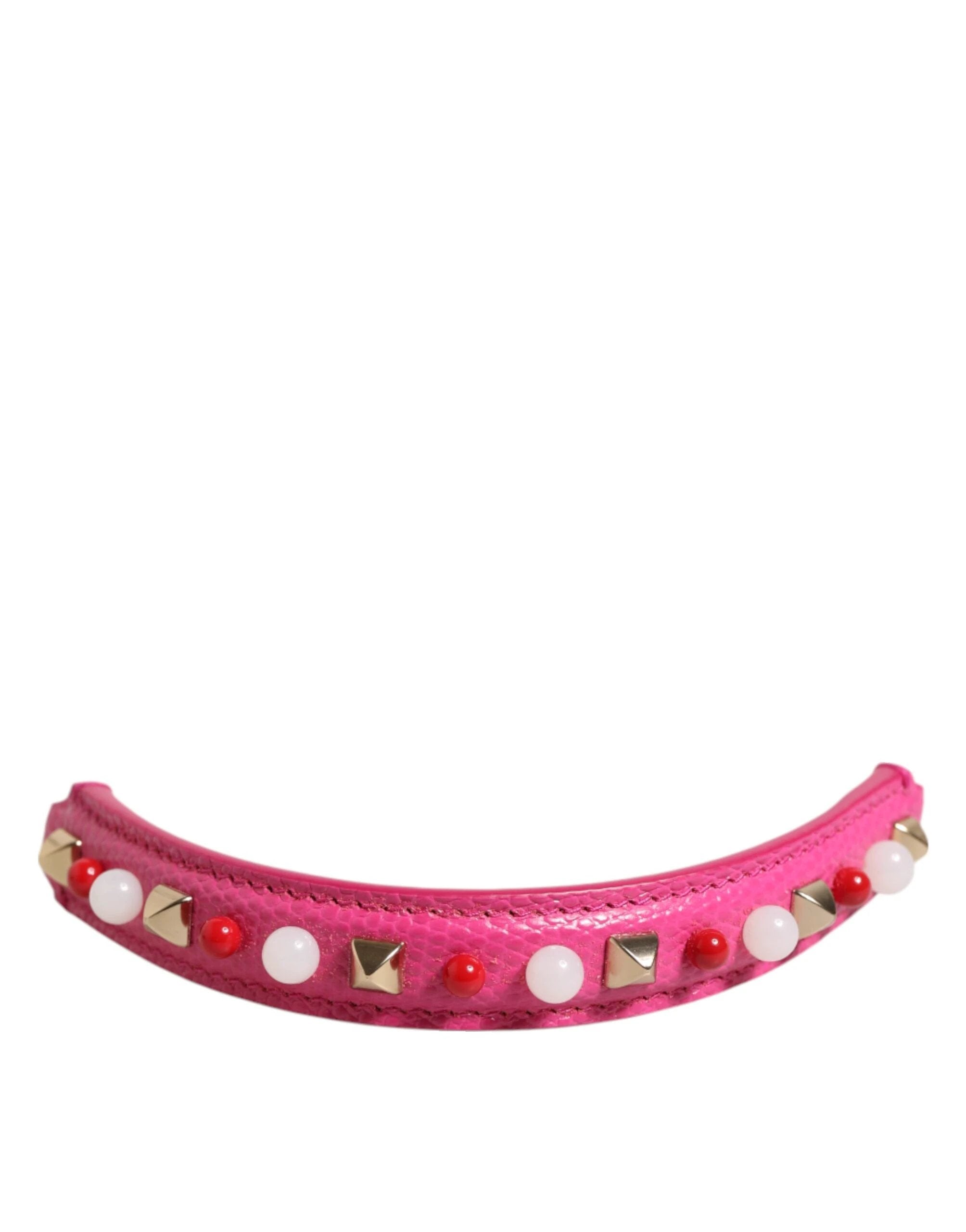 Dolce & Gabbana Pink Embellished Leather Bag Handle Women Shoulder Strap by Dolce & Gabbana