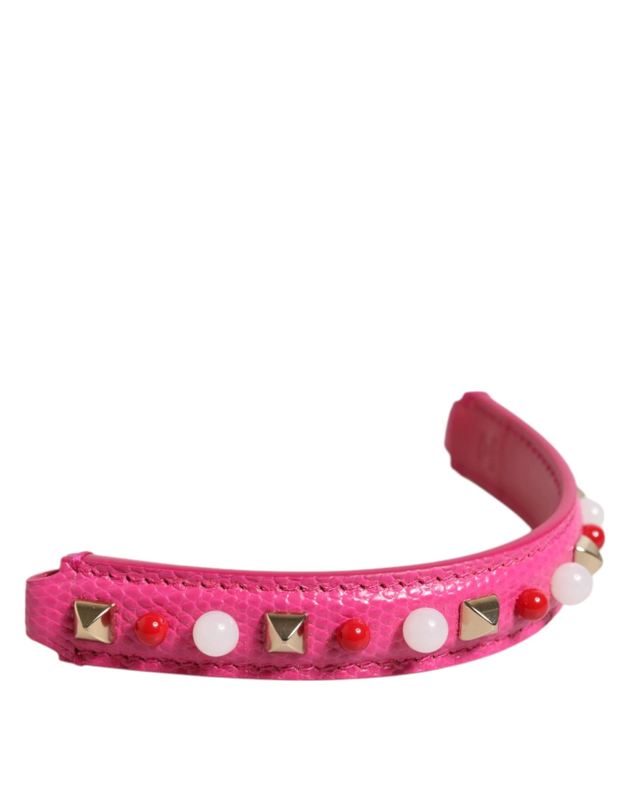 Dolce & Gabbana Pink Embellished Leather Bag Handle Women Shoulder Strap by Dolce & Gabbana