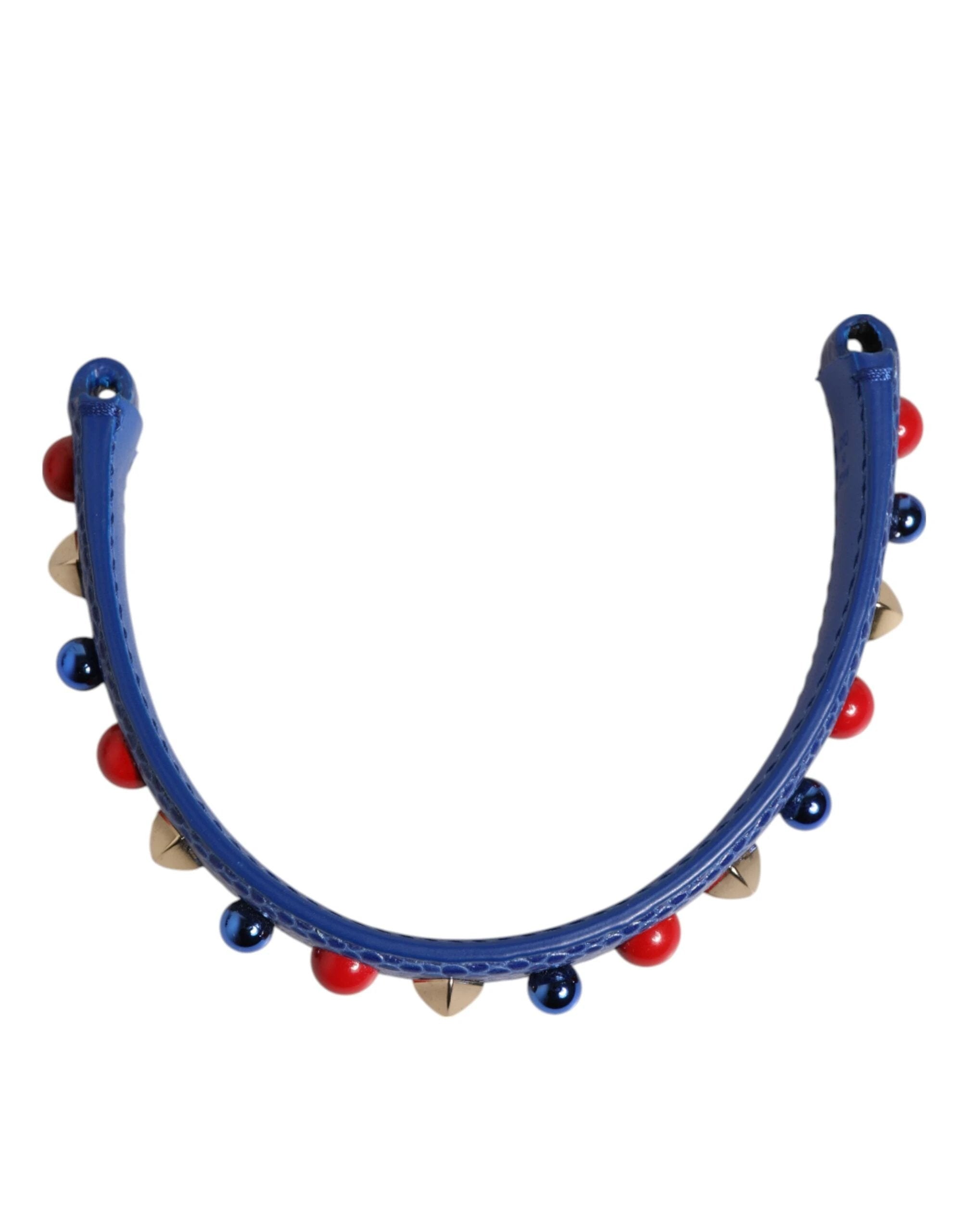 Dolce & Gabbana Blue Embellished Leather Bag Handle Women Shoulder Strap by Dolce & Gabbana