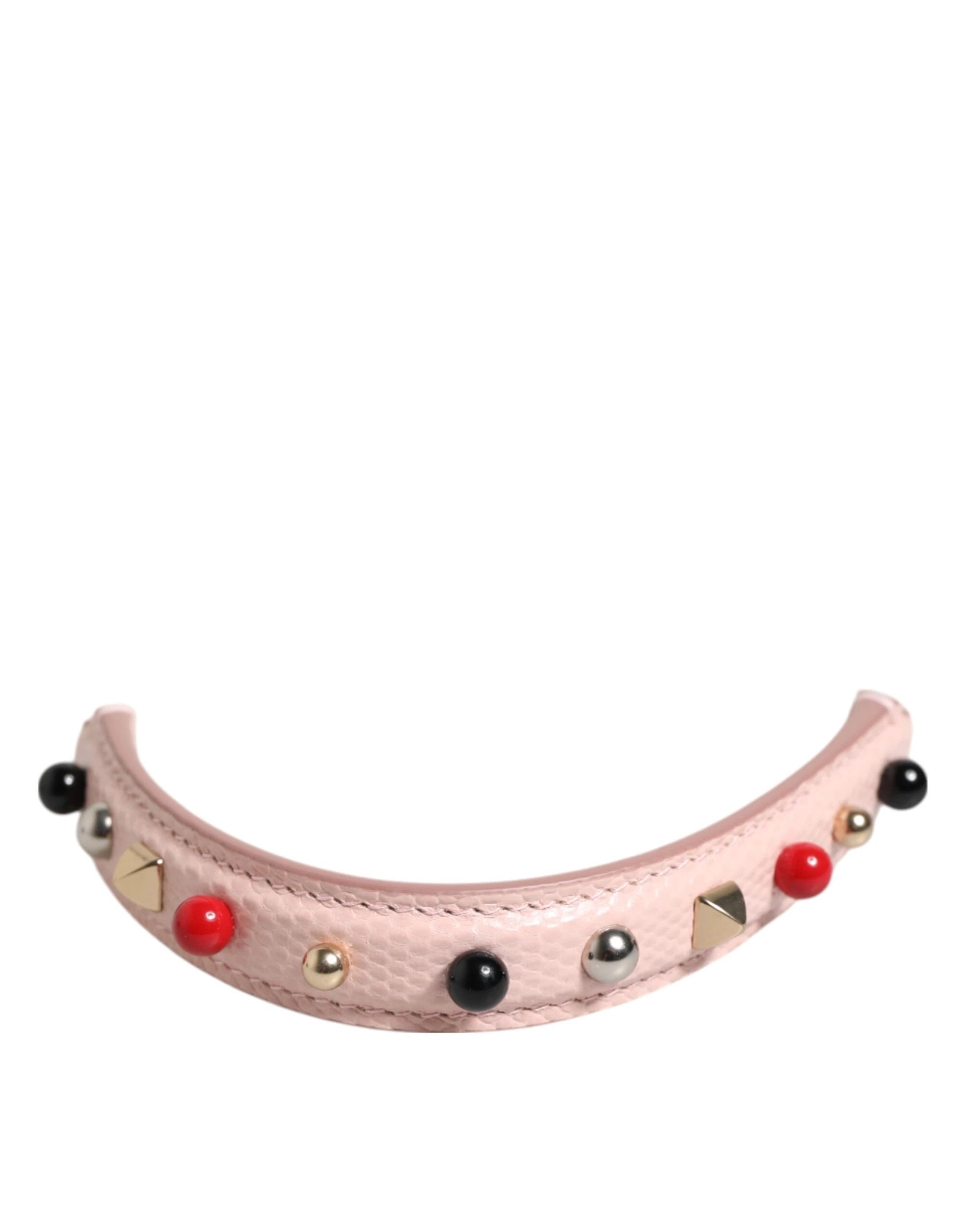 Dolce & Gabbana Light Pink Embellished Leather Bag Handle Shoulder Strap by Dolce & Gabbana