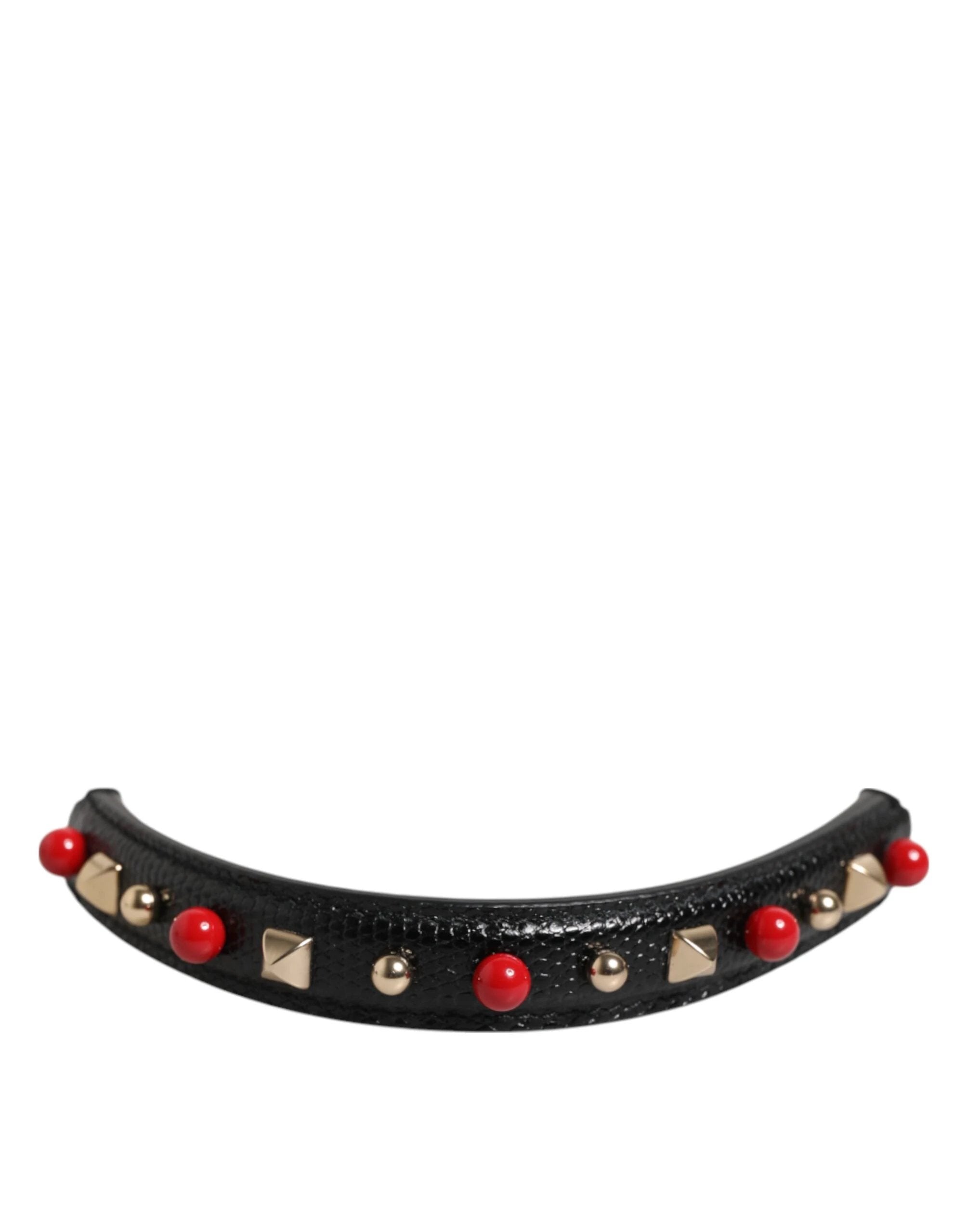 Dolce & Gabbana Black Embellished Leather Bag Handle Women Shoulder Strap by Dolce & Gabbana