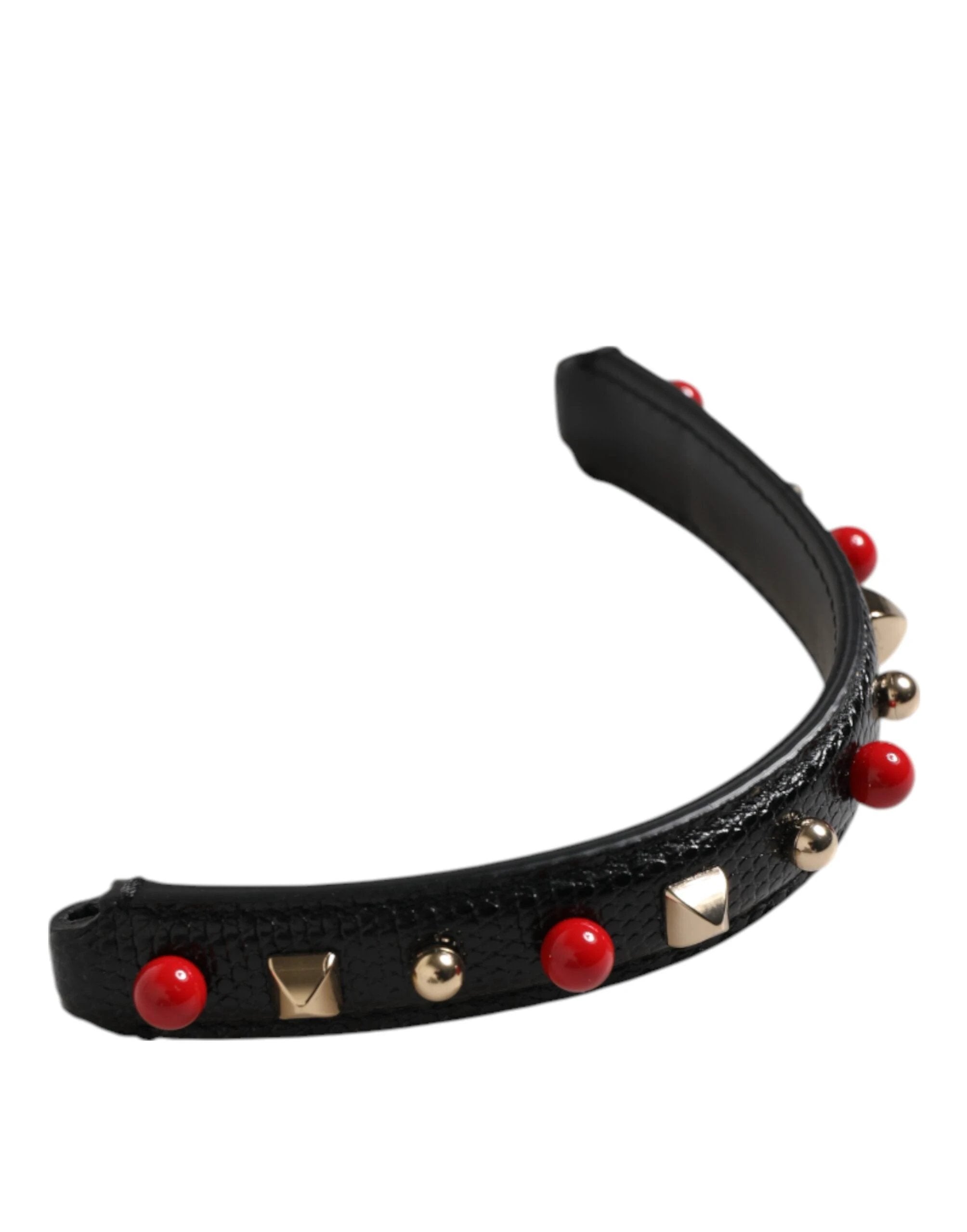 Dolce & Gabbana Black Embellished Leather Bag Handle Women Shoulder Strap by Dolce & Gabbana