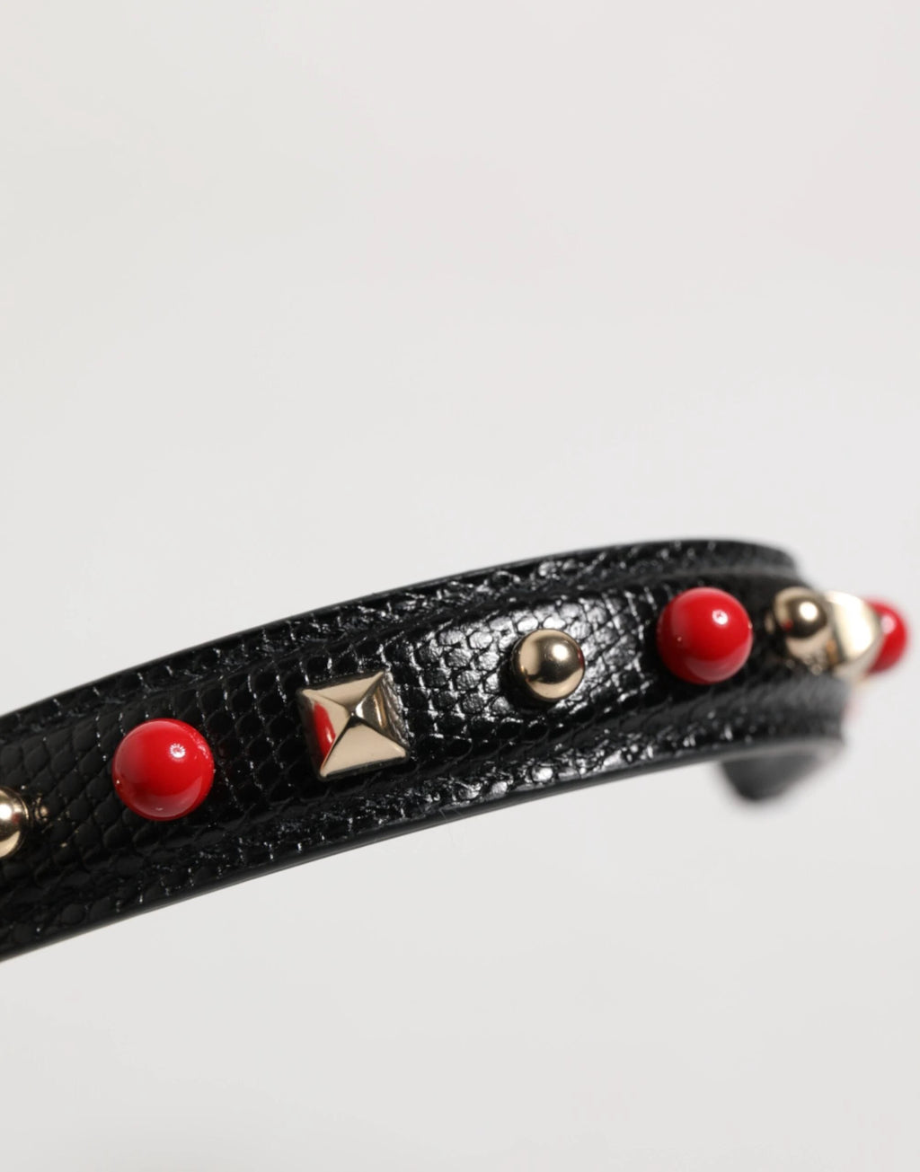 Dolce & Gabbana Black Embellished Leather Bag Handle Women Shoulder Strap by Dolce & Gabbana