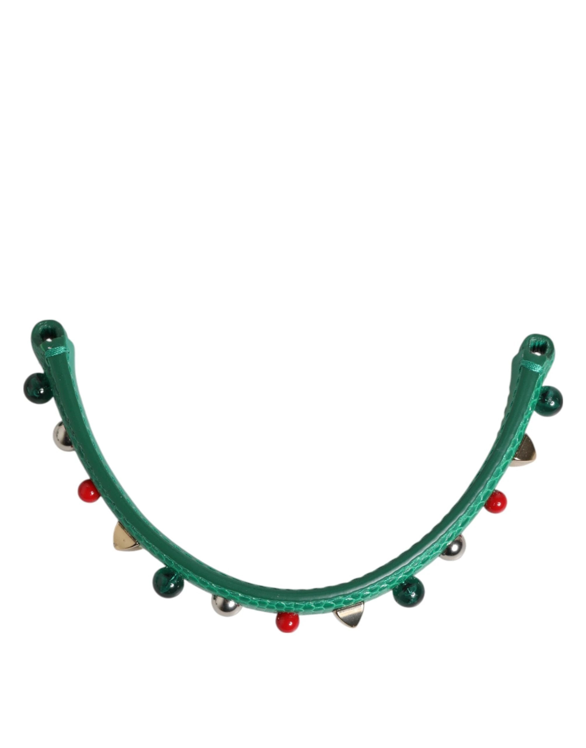 Dolce & Gabbana Green Embellished Leather Bag Handle Women Shoulder Strap by Dolce & Gabbana